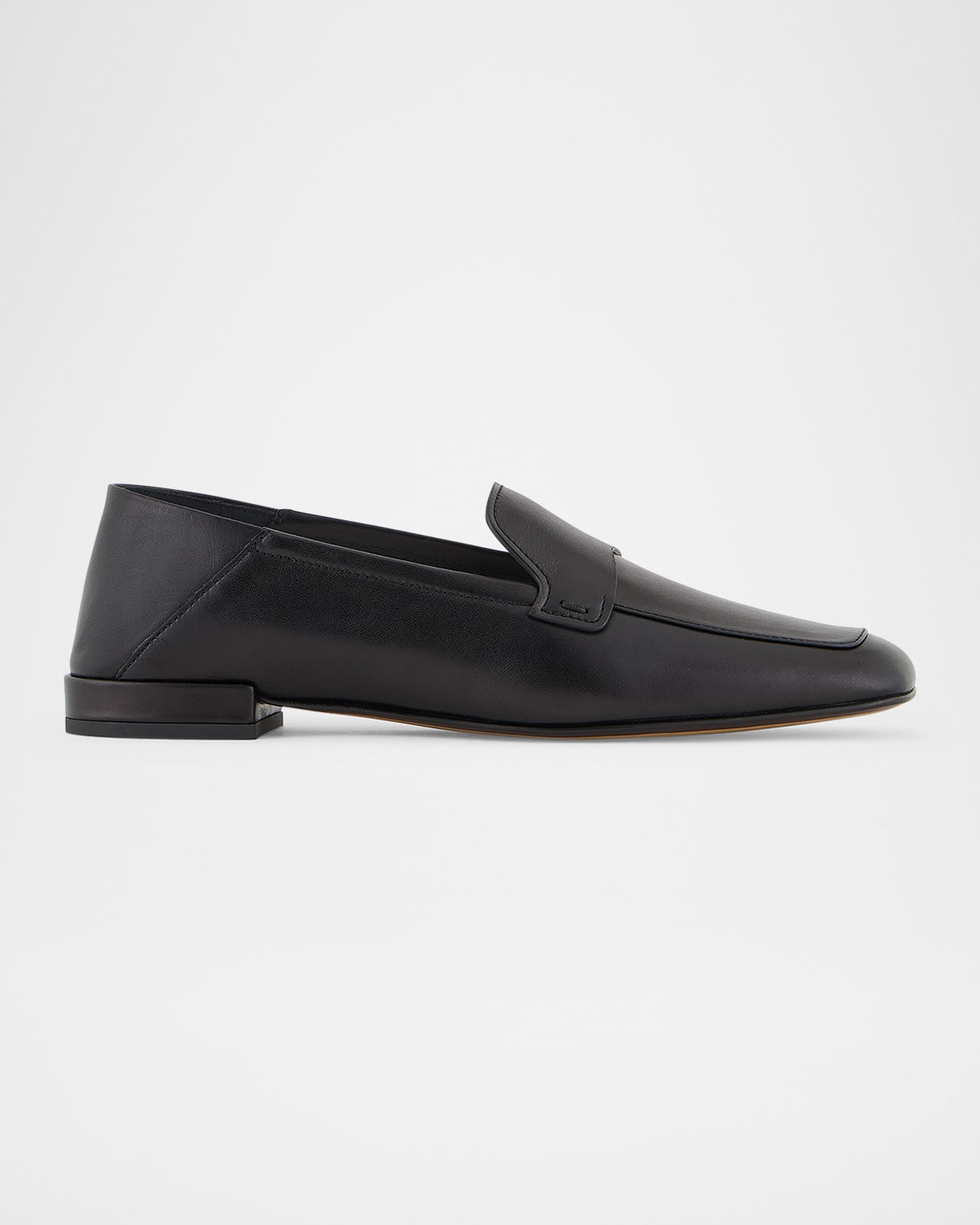 Shop Giorgio Armani Soft Calfskin Ballerina Loafers In 00002 Black