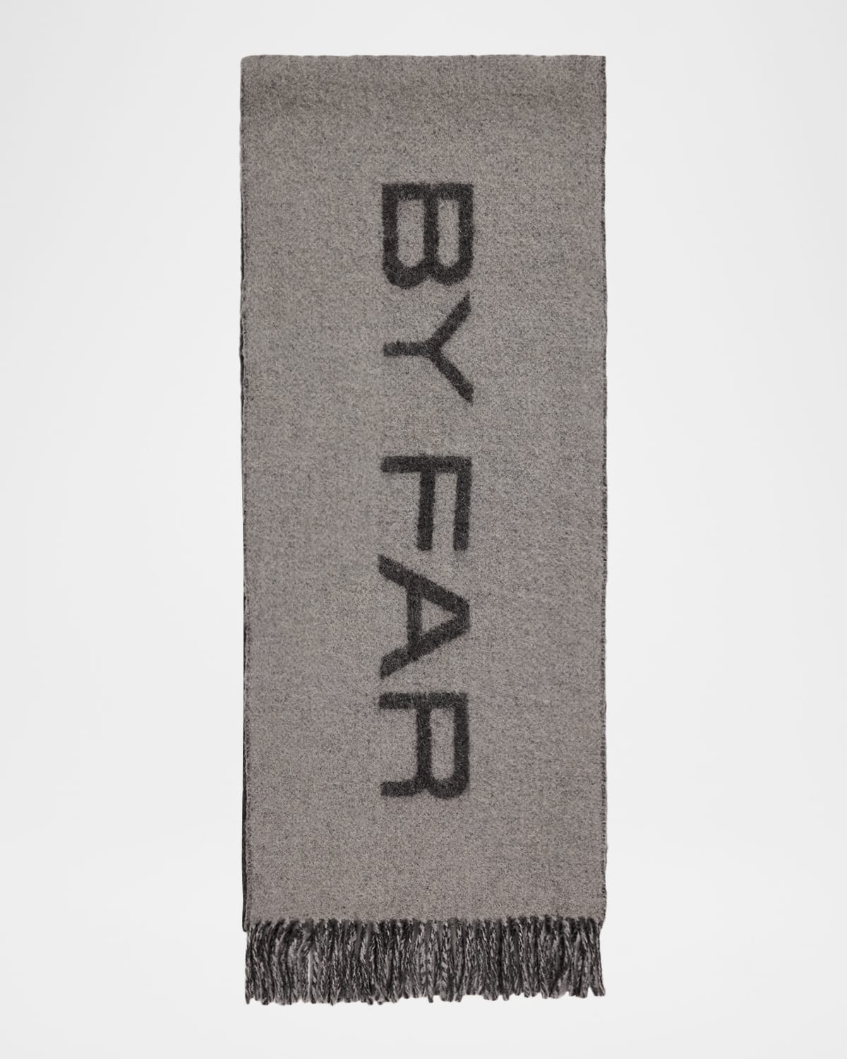 By Far Alard Logo Alpaca-blend Scarf In Gray