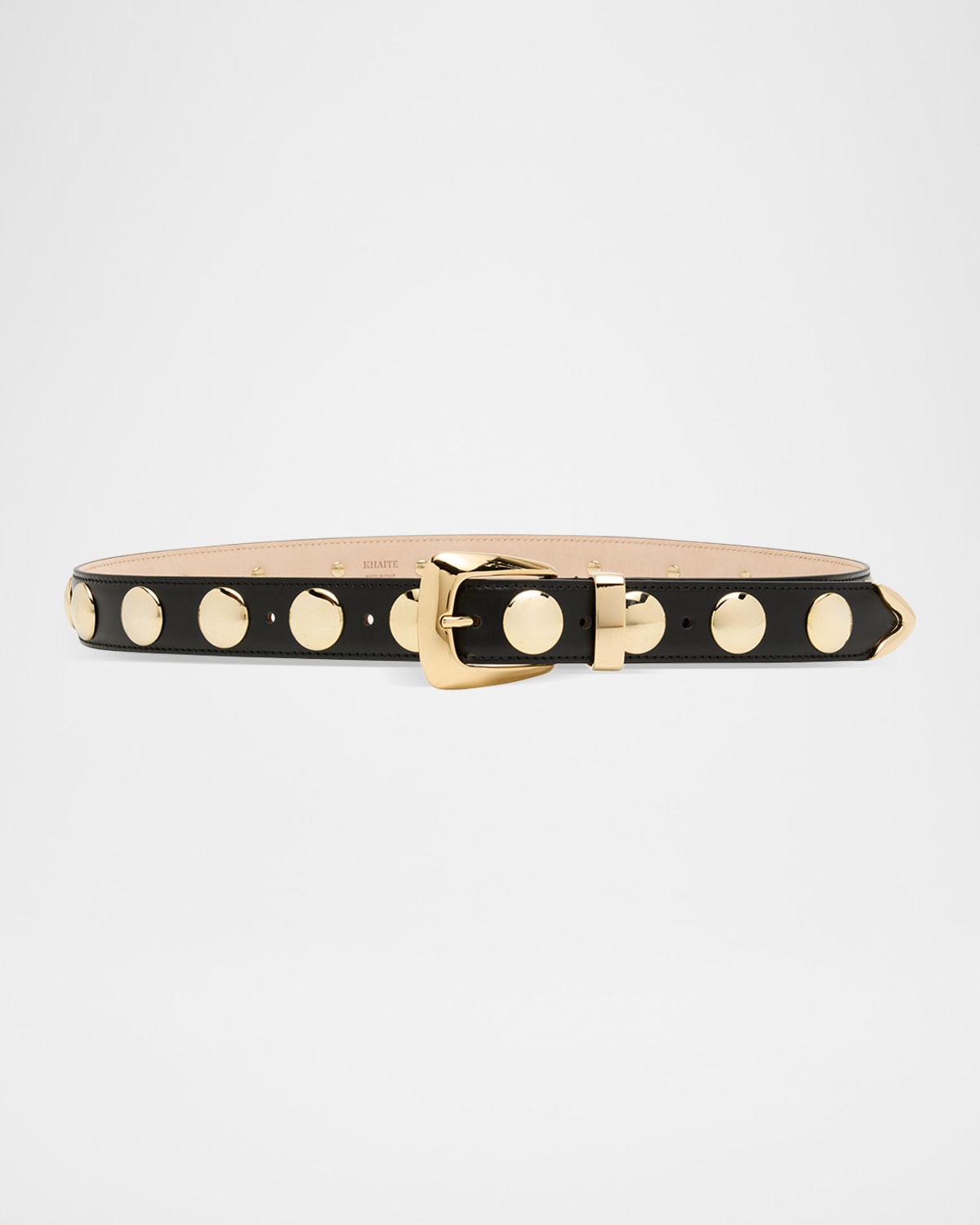 Khaite Benny Leather Studded Belt In Black