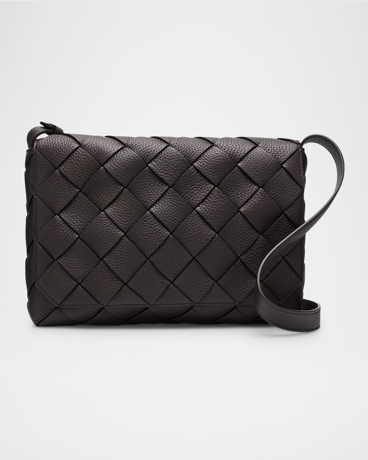 Bottega Veneta Diago Leather Crossbody Bag In Silvernat.