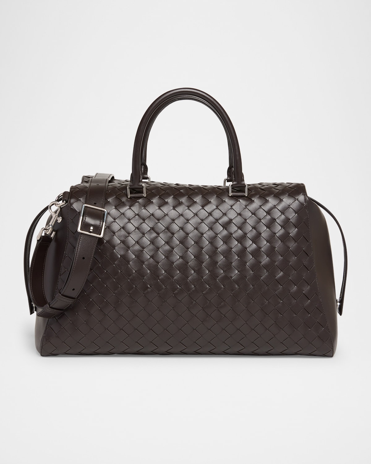 BOTTEGA VENETA MEN'S INTRECCIATO LEATHER WEEKENDER DUFFEL BAG 