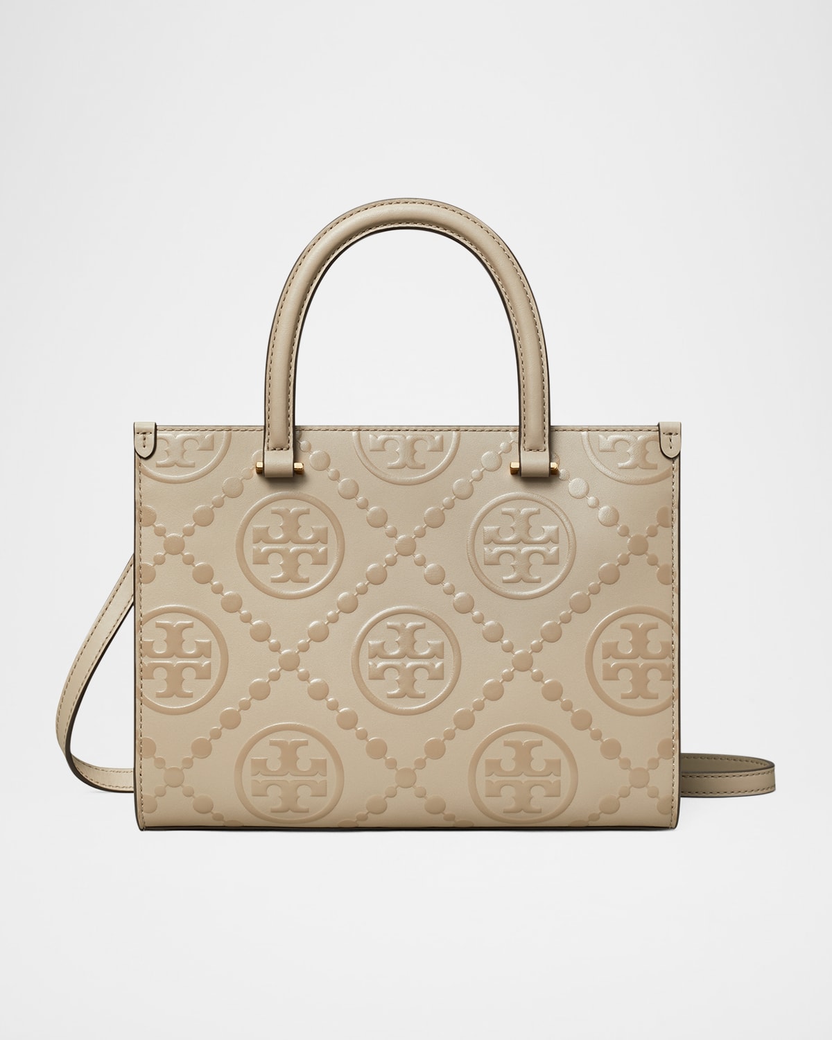 Shop Tory Burch T Monogram Embossed Square Tote Bag In Fresh Clay