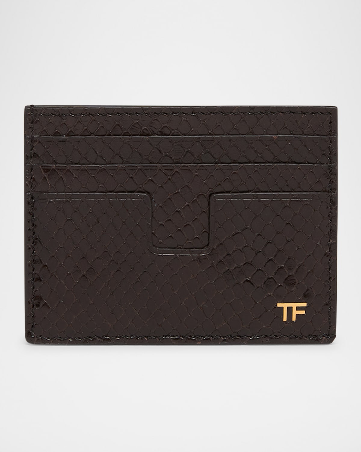 Men's T Line Python-Effect Card Holder