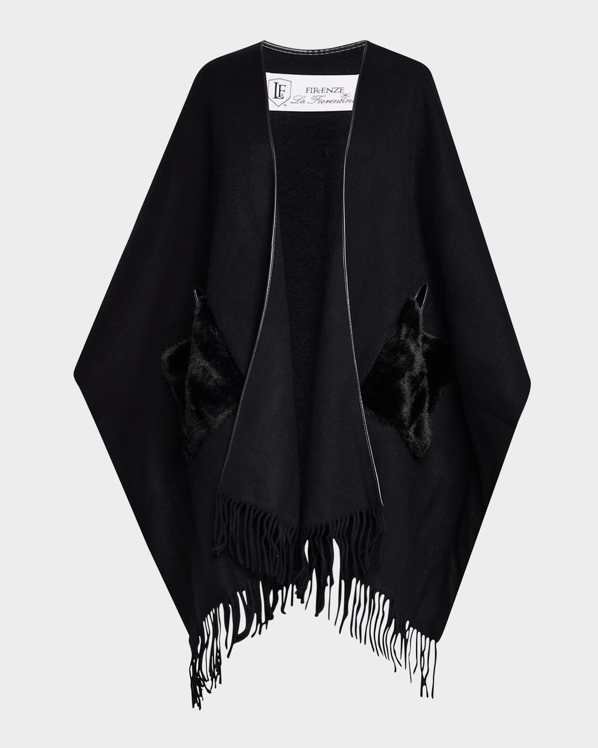 Ruana Shawl W/ Faux Fur Trim