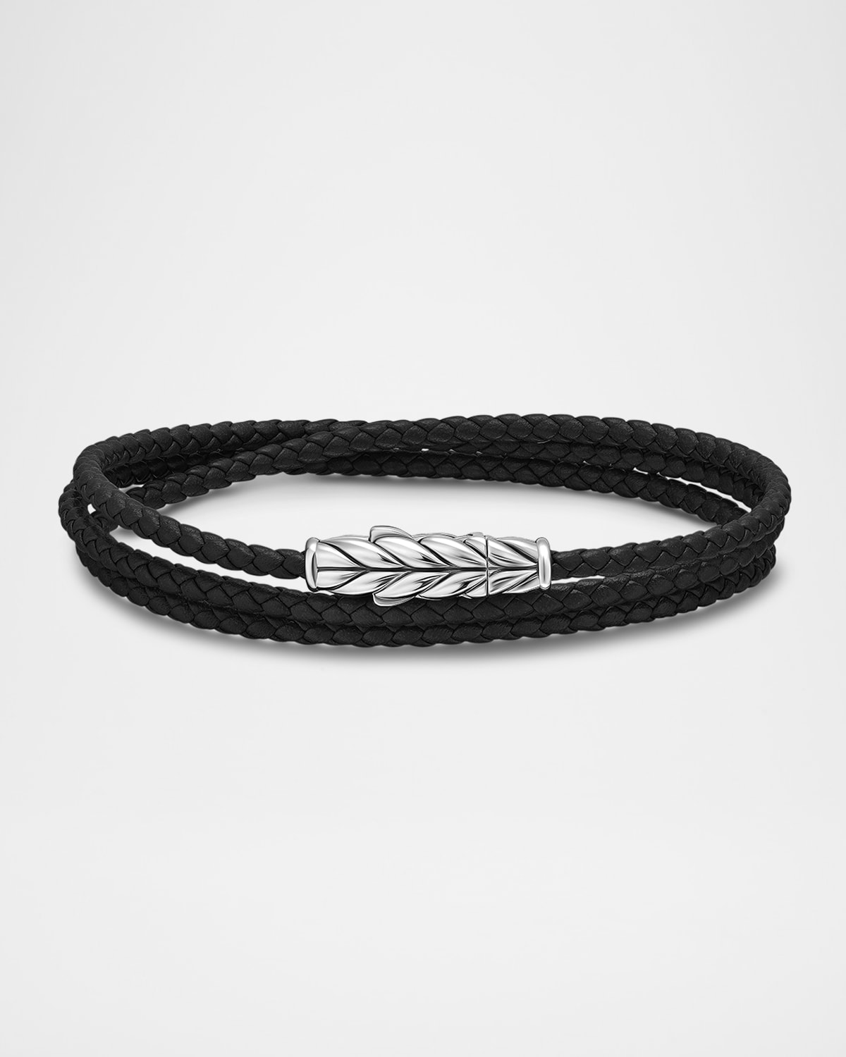 David Yurman Men's Chevron Wrap Bracelet in Leather with Silver