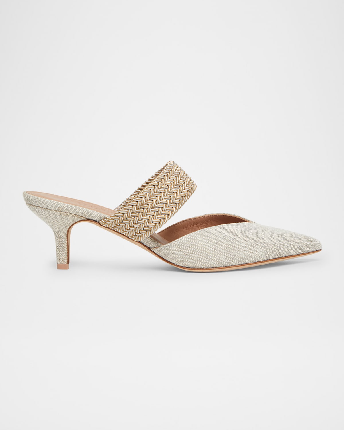Malone Souliers Maisie Linen Strap Mules In Beige
