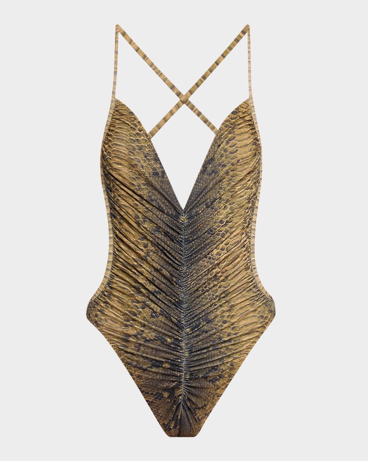 NORMA KAMALI PYTHON BUTTERFLY ONE-PIECE SWIMSUIT 