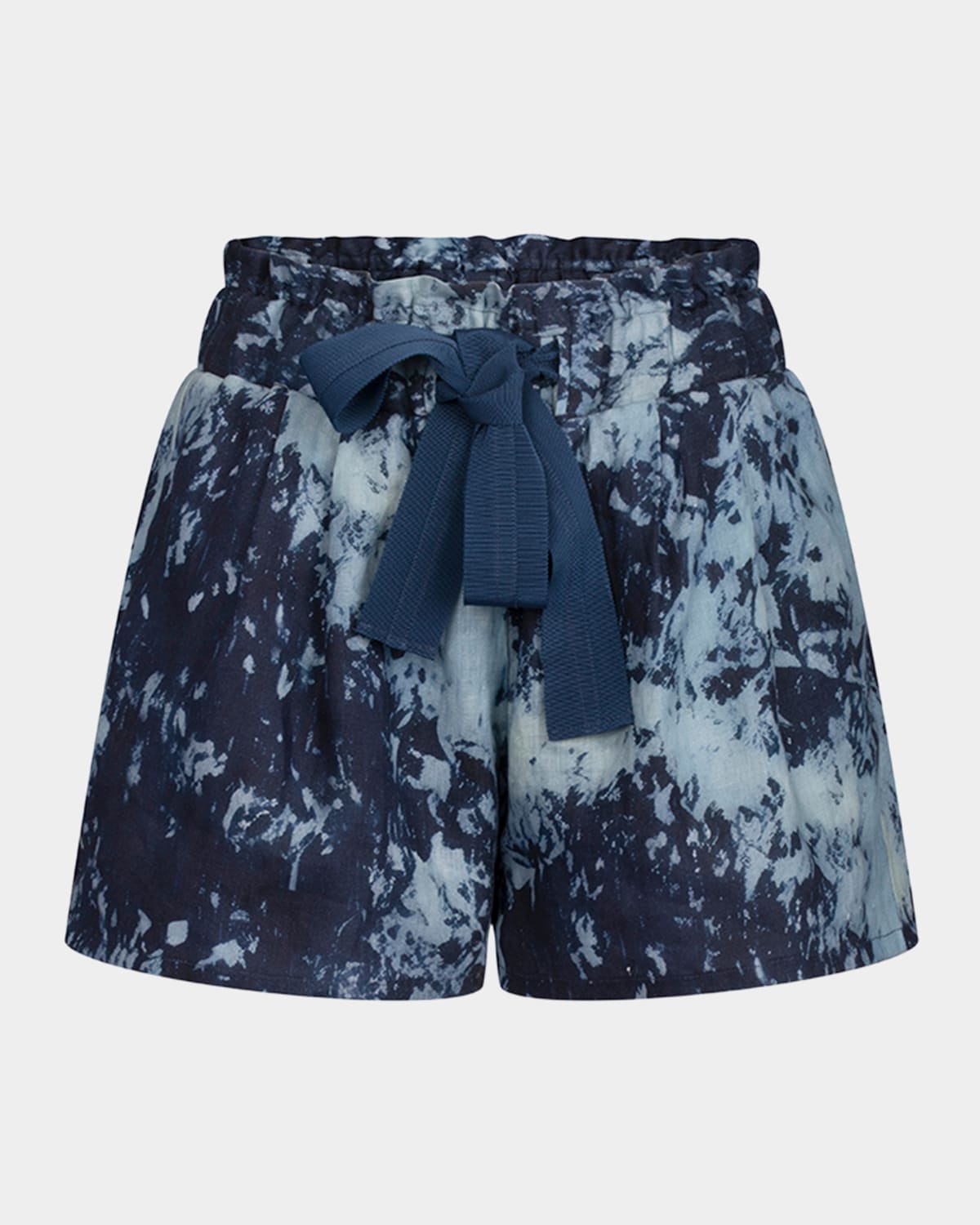 SILVIA TCHERASSI GIORGIO TIE-DYE LINEN PULL-ON SHORTS 