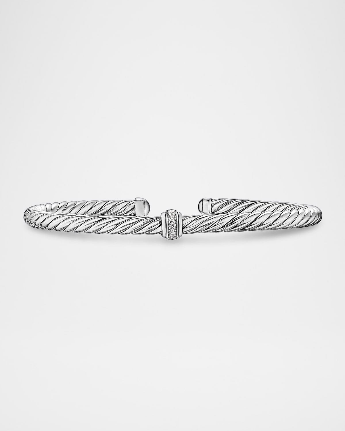 David Yurman Cable Flex Center Station Bracelet with Diamonds in Silver, 4mm