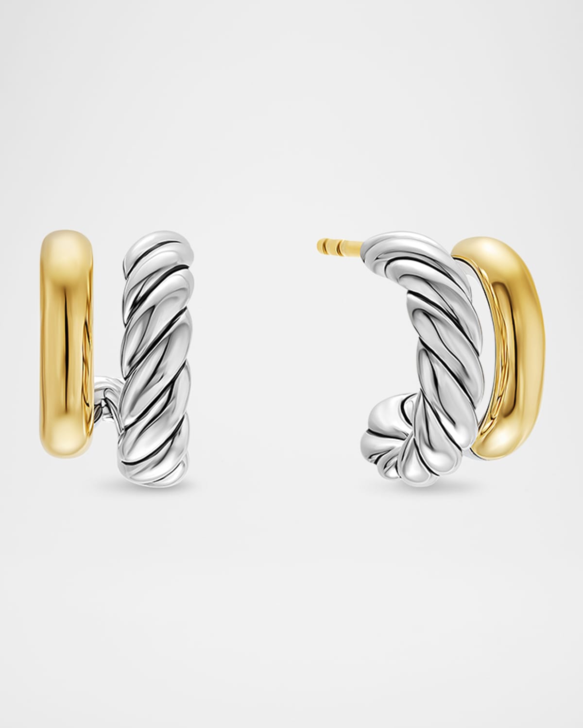 DY Mercer Double Hoop Huggie Earrings in Silver and 18K Gold