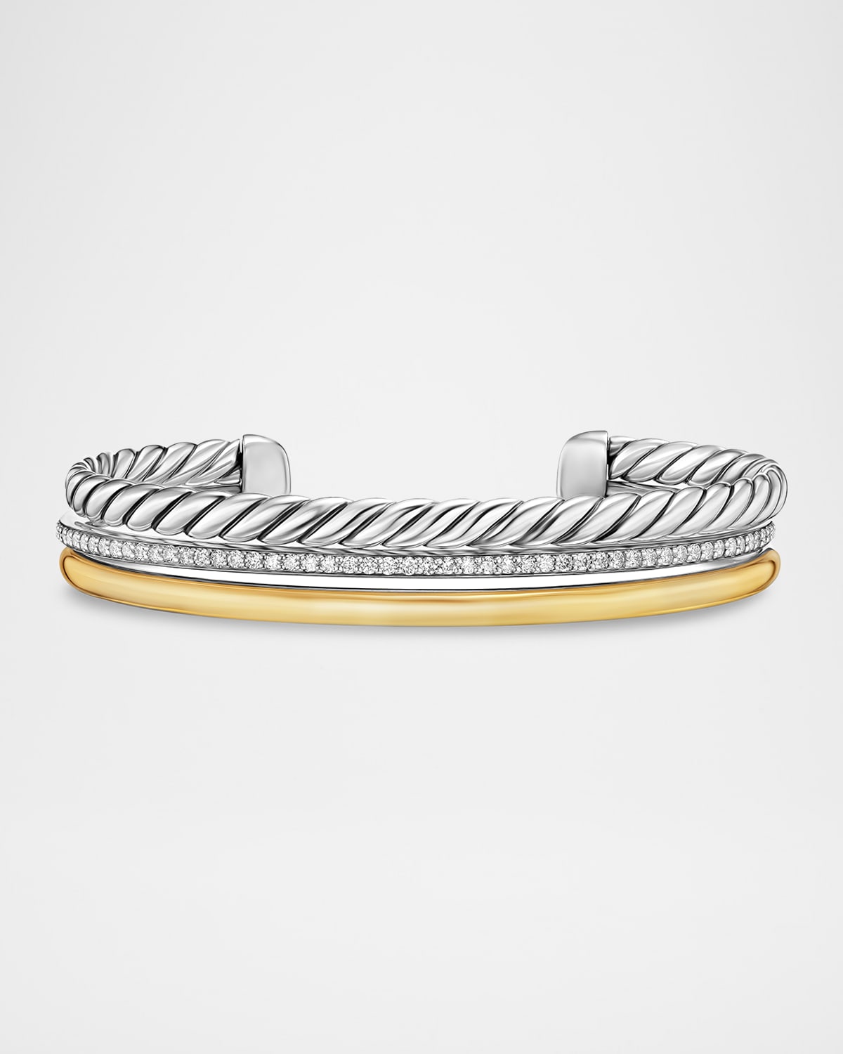 DY Mercer 3 Row Bracelet with Diamonds in Silver and 18K Gold, 10mm