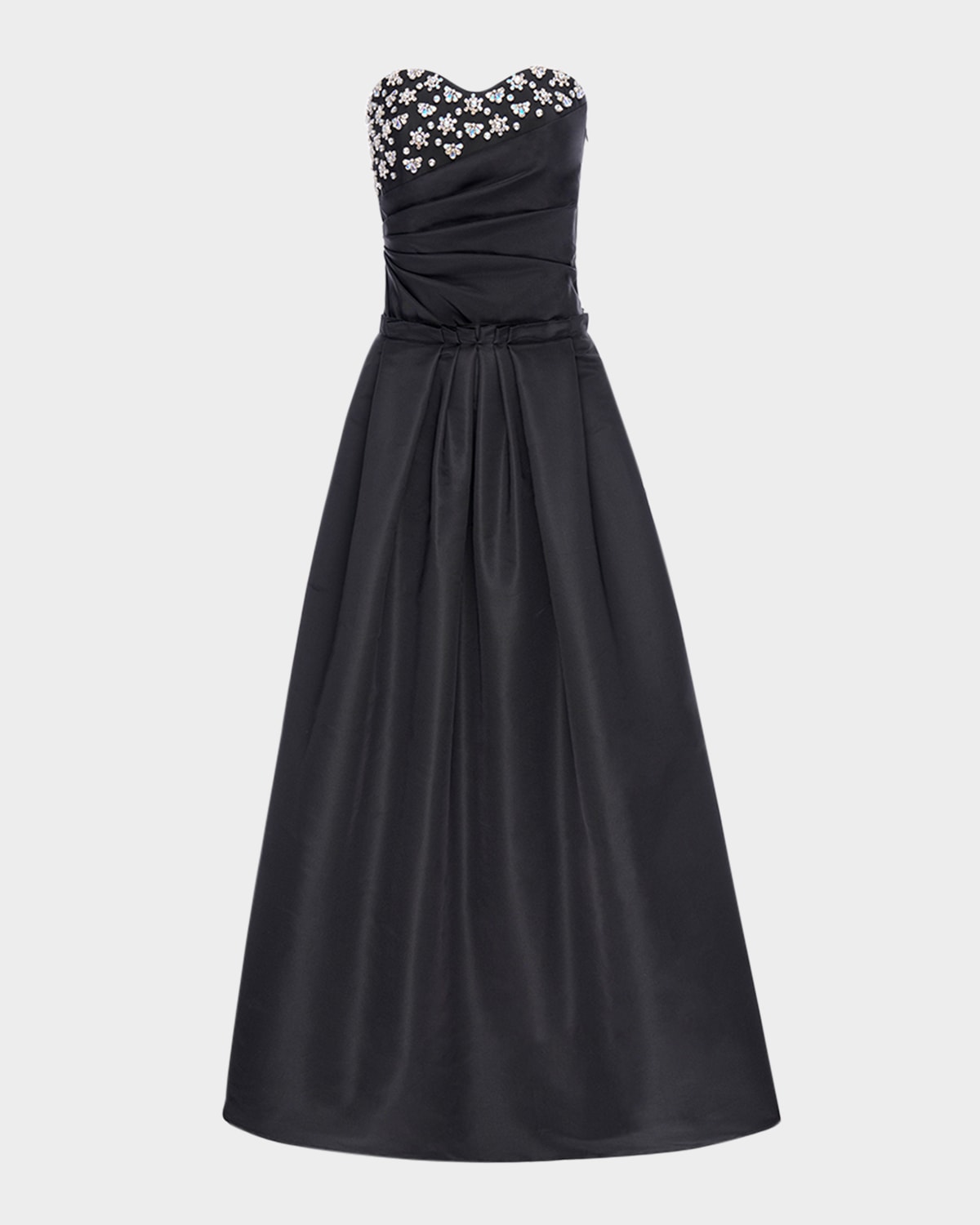 Huishan Zhang Gwyneth Crystal Draped Strapless Fit-and-flare Gown In Black