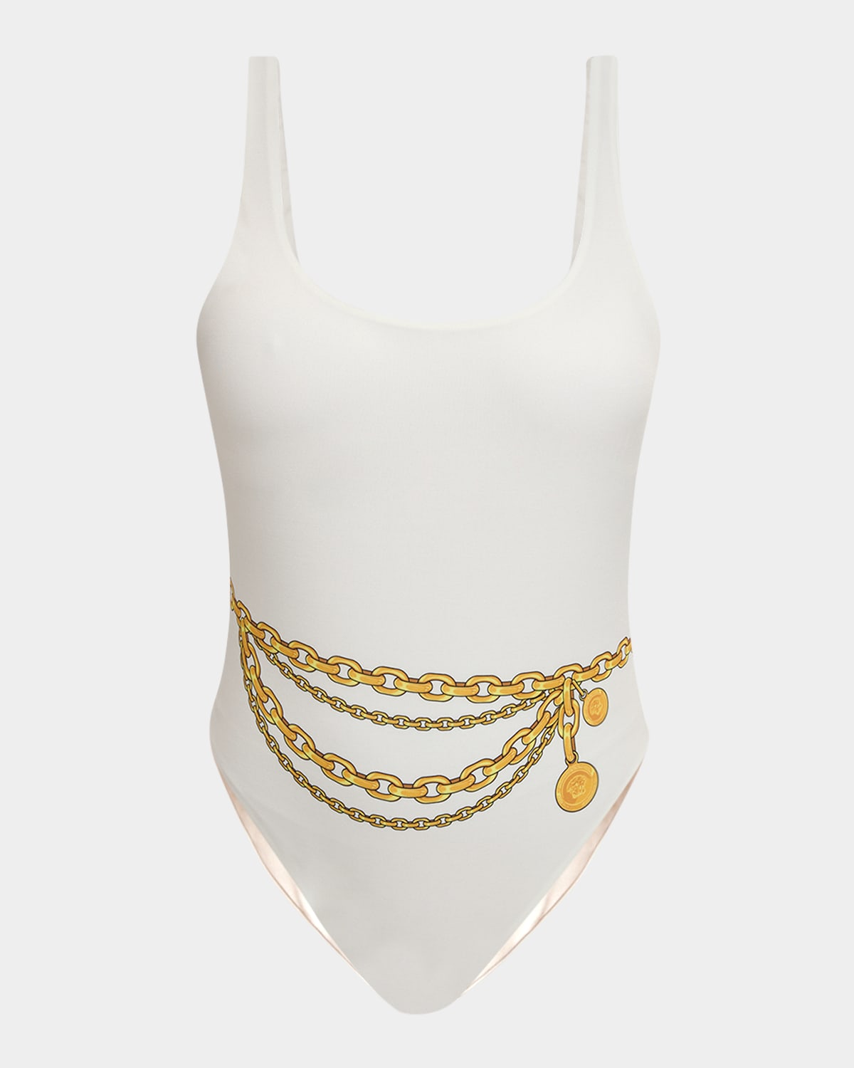 Versace Vita One Piece Swimsuit In Bone  Gold