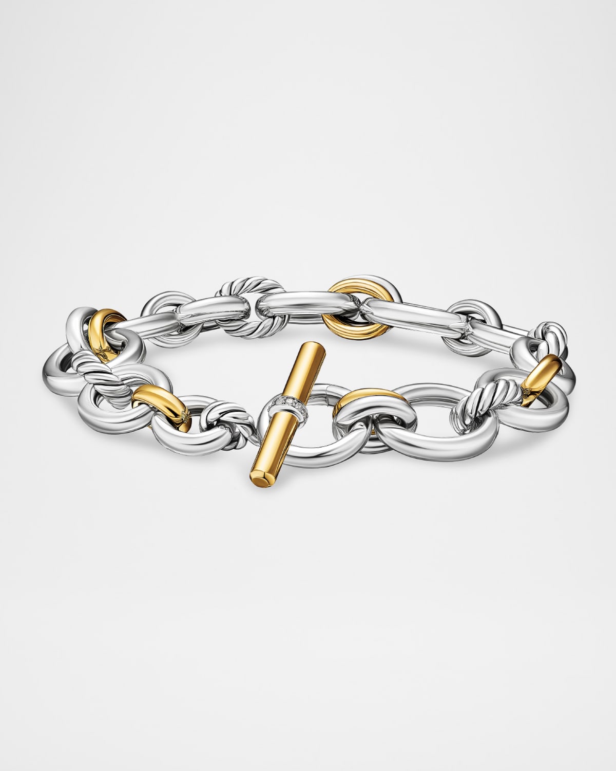 Mercer Chain Bracelet with Diamonds in Silver and 18K Gold, 5mm