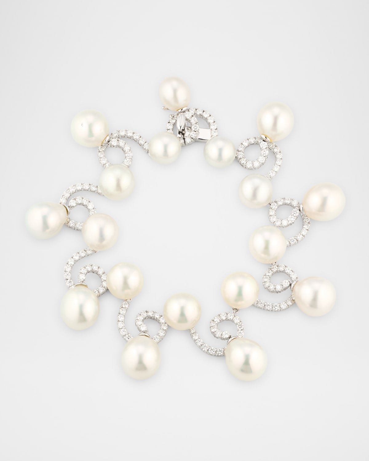 18K White Gold South Sea Pearl and Diamond Bracelet