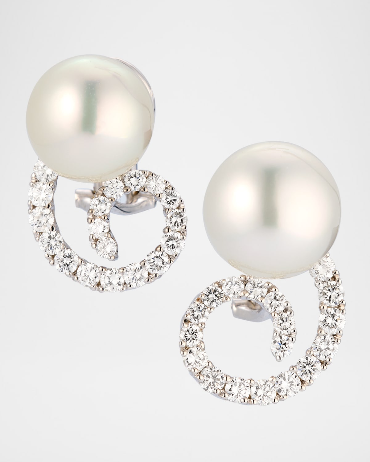18K White Gold South Sea Pearl and Diamond Earrings