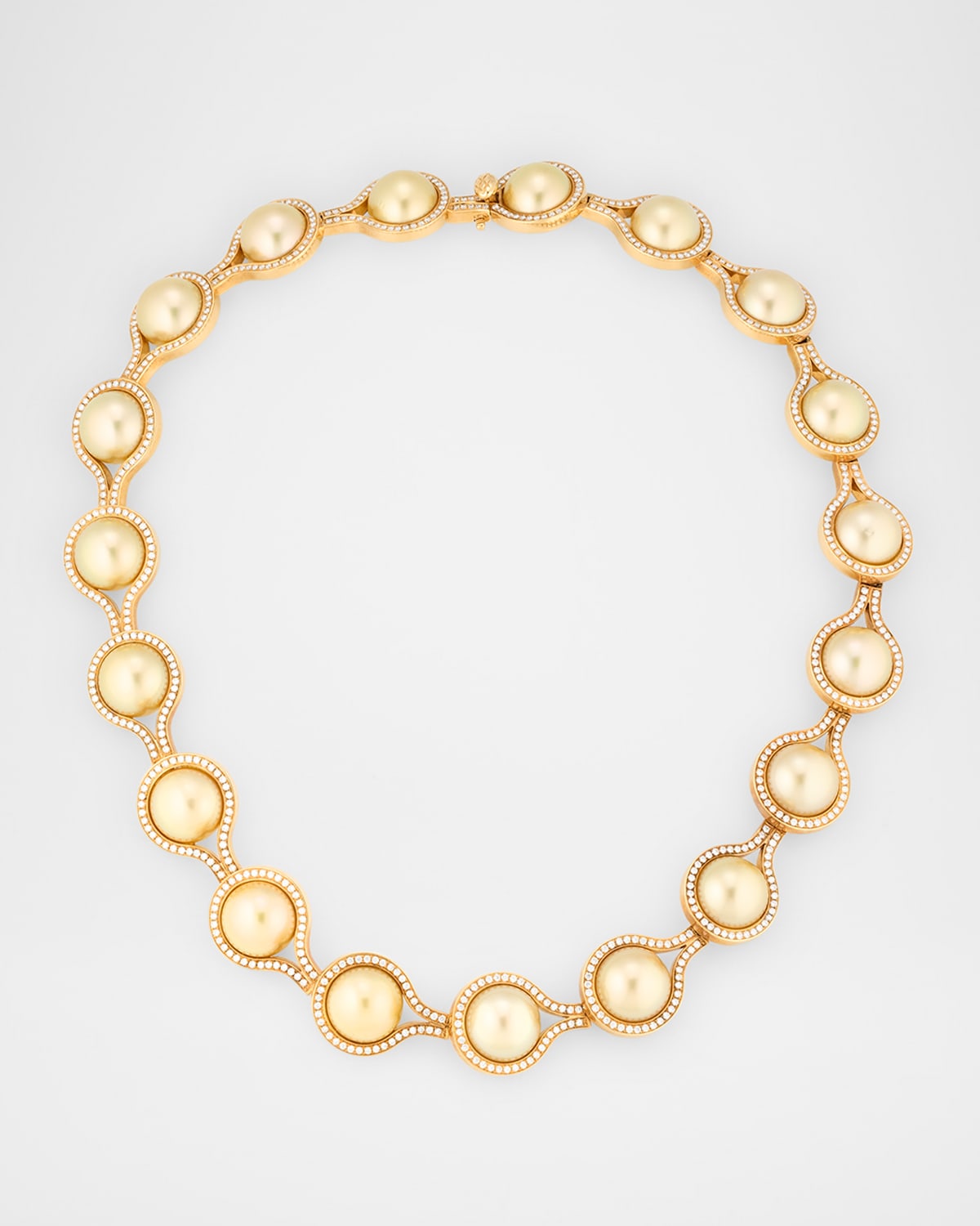 Kobe 18K Yellow Gold South Sea Pearl and Diamond Necklace, 17"L