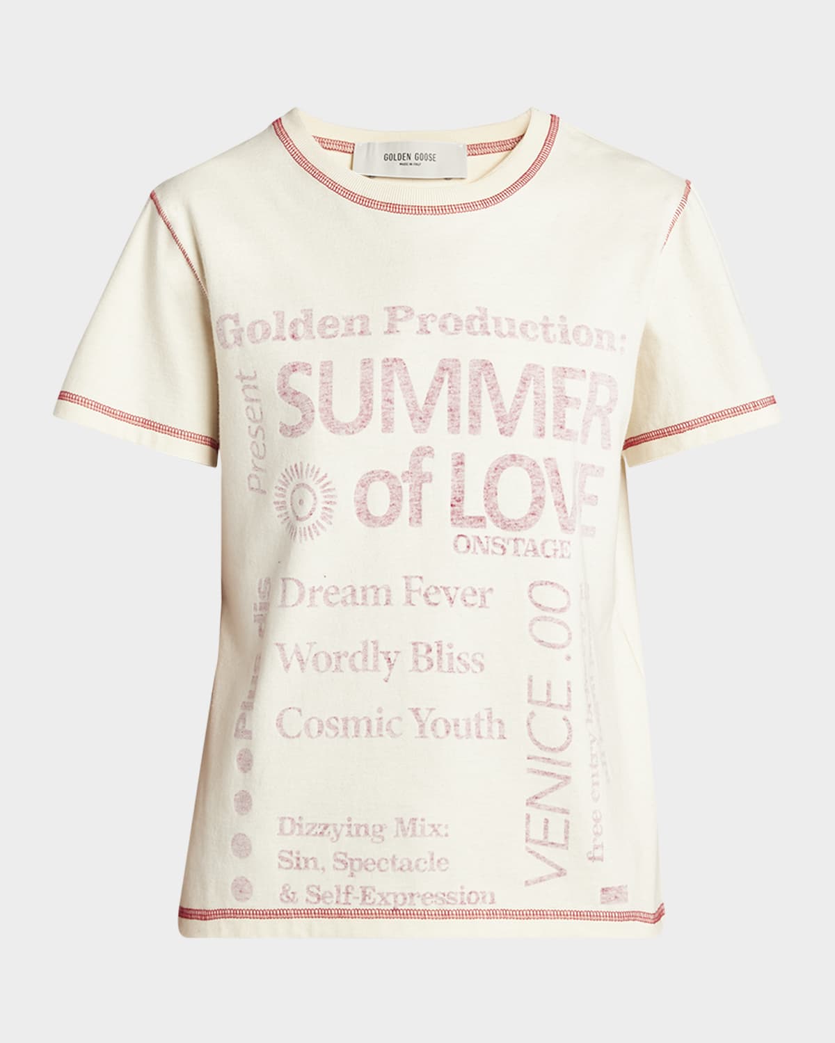 Golden Goose Journey-print Gauze Jersey Short-sleeve T-shirt In Shortbreadhaute Red