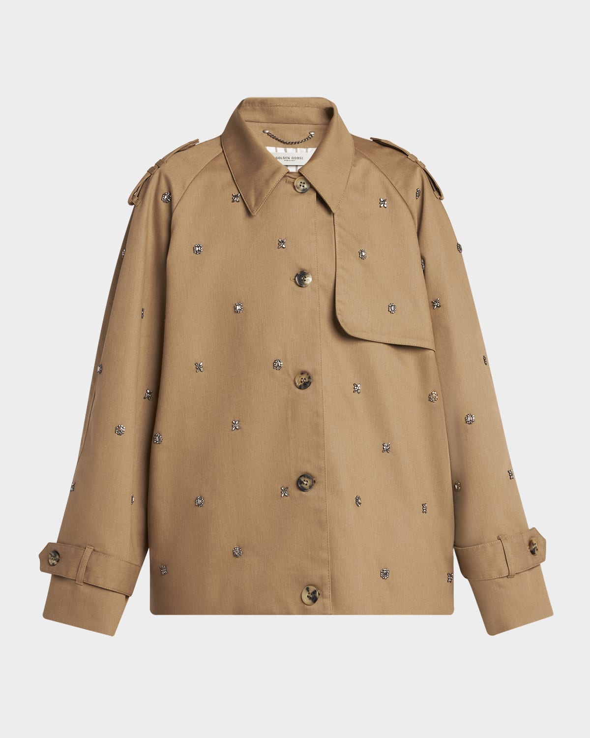 Journey Crystal-Embellished Short Trench Coat