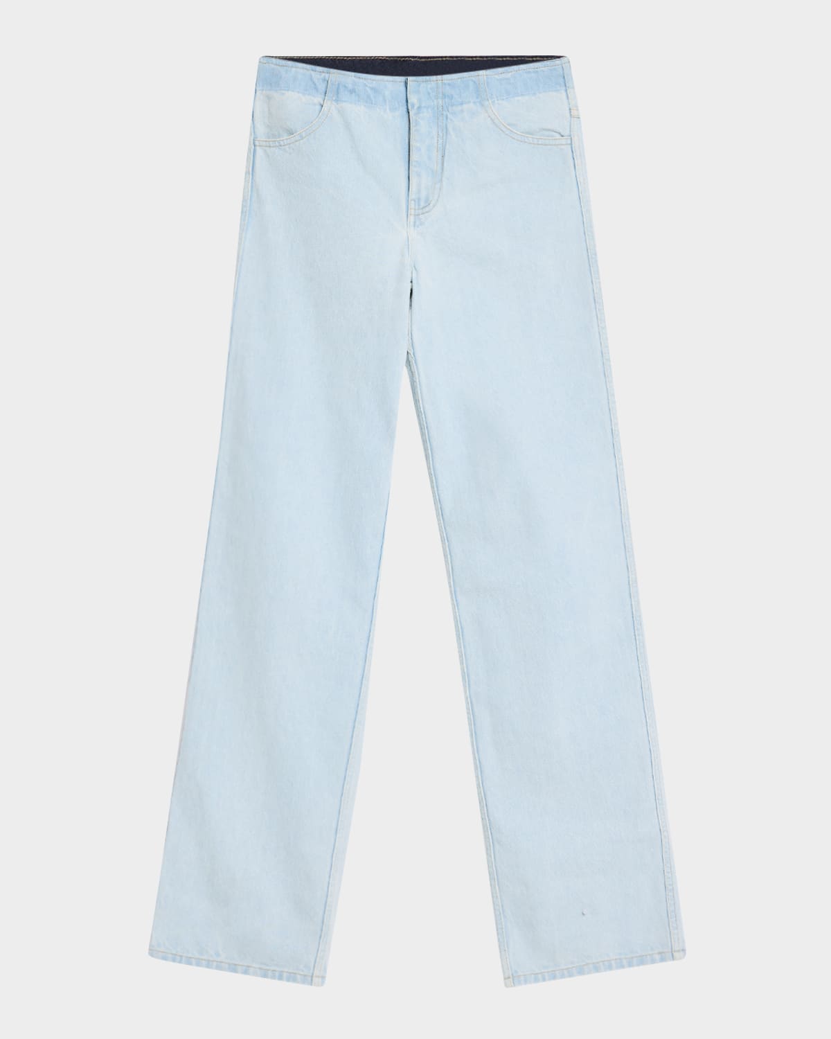 Deconstructed Denim Straight-Leg Jeans