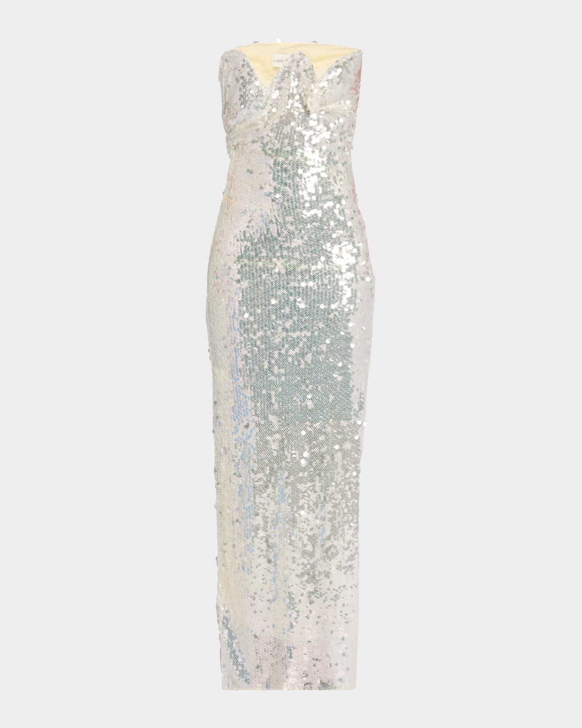Christopher Esber Opaline Sequin Strapless Gown In Glisten Clear