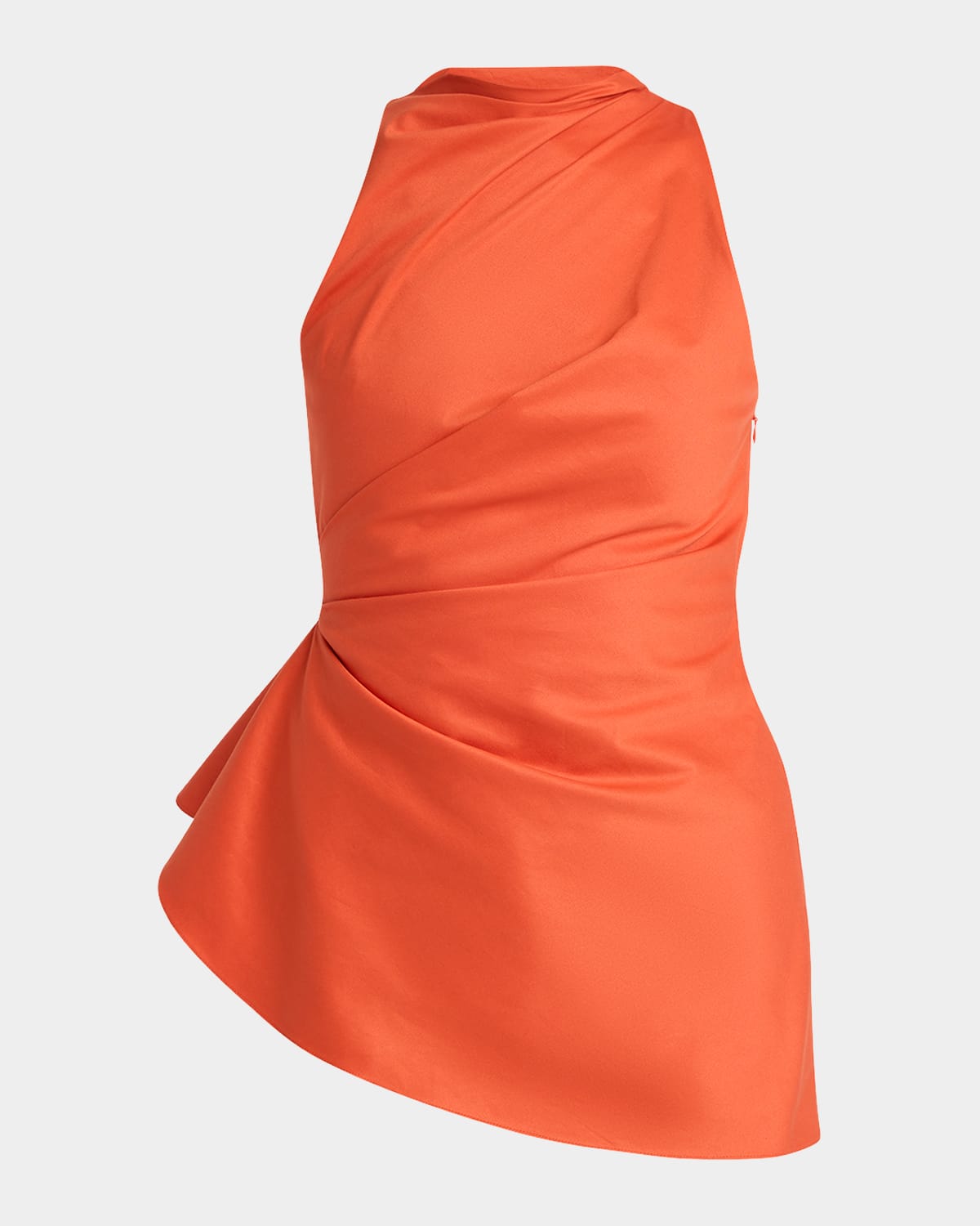 Alexander Mcqueen Asymmetric Gathered Cotton-blend Blouse In Orange
