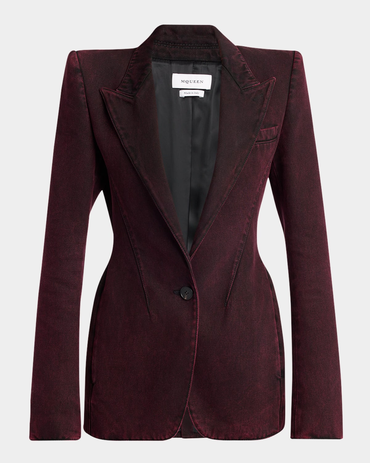 Alexander Mcqueen Red-wash Denim Single-breasted Jacket In Raspberry