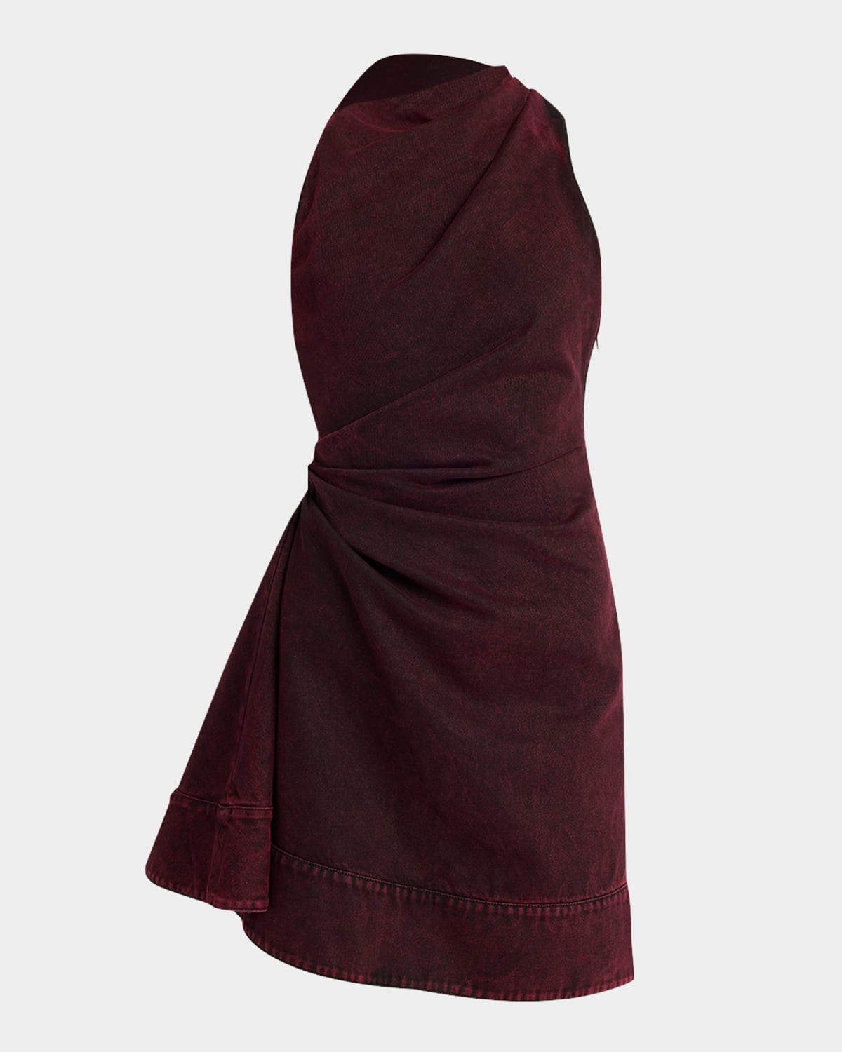 Alexander Mcqueen Red-wash Denim Draped Sleeveless Mini Dress In Raspberry