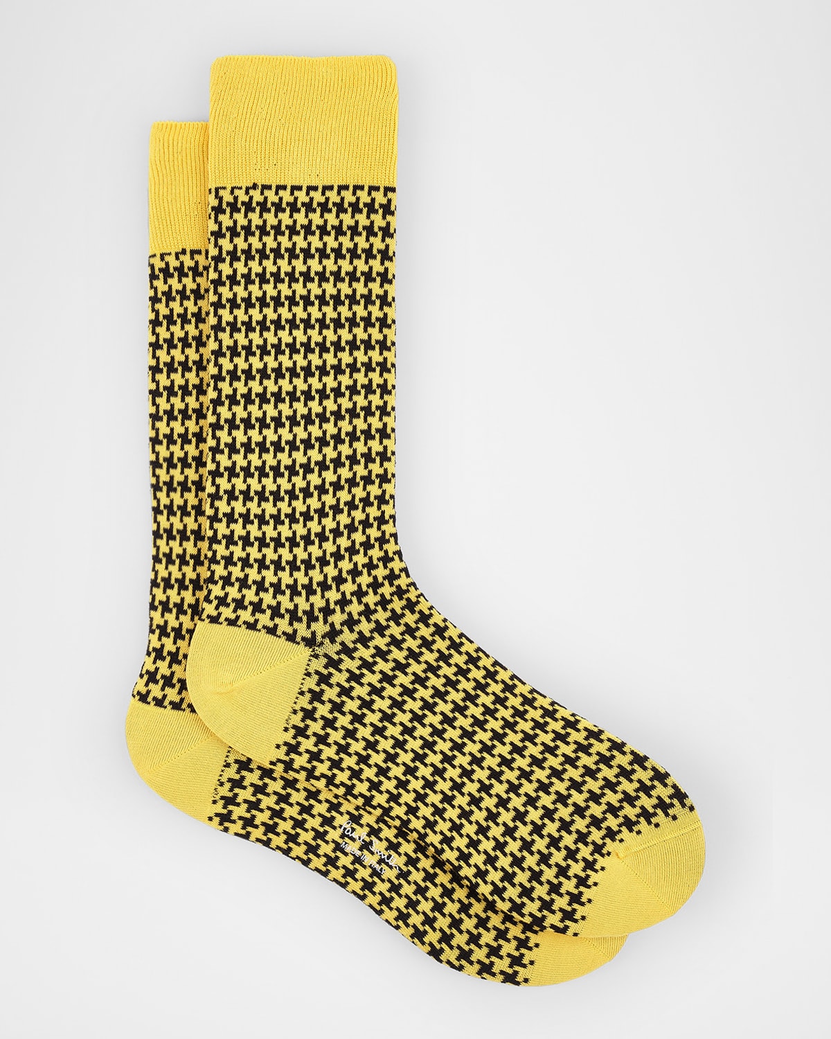 Paul Smith Men's James Houndstooth Gingham Crew Socks In Yellow