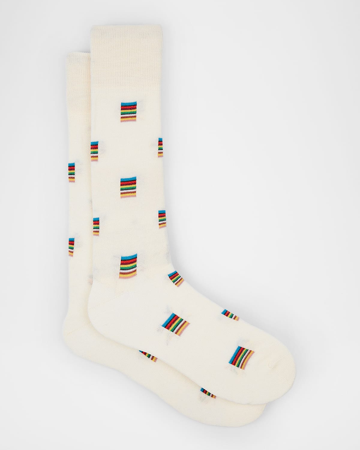 Paul Smith Men's Jonas Signature Stripe Block Crew Socks In White