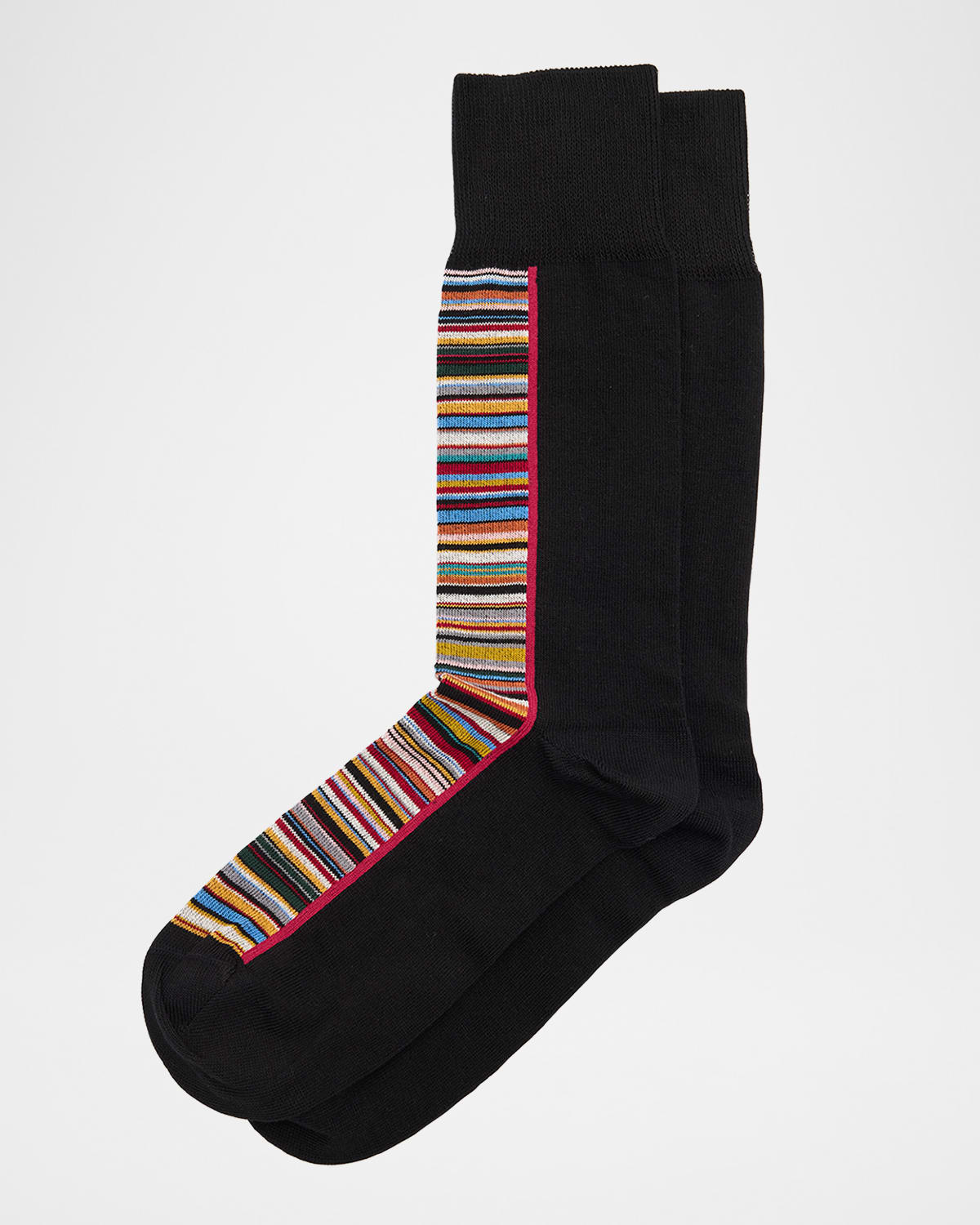 Paul Smith Men's Half Signature Stripe Crew Socks In Black