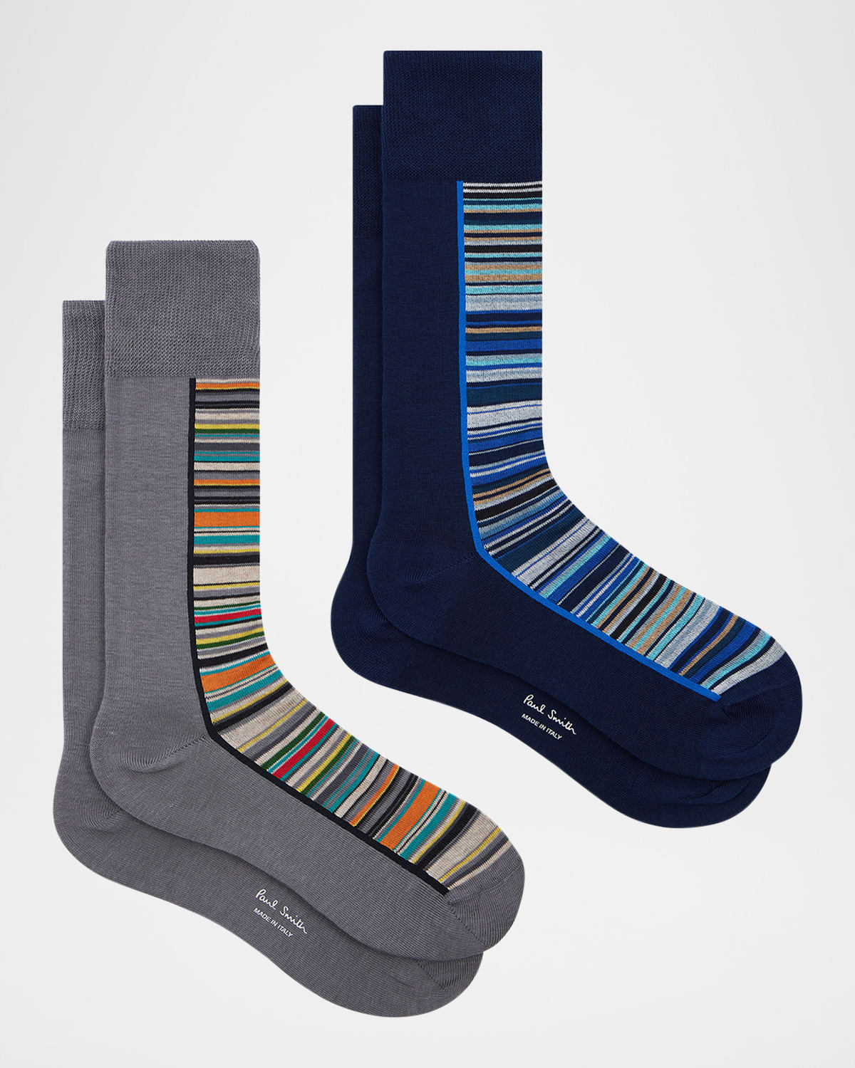 PAUL SMITH MEN'S HALF SIGNATURE STRIPE 2-PACK CREW SOCKS 