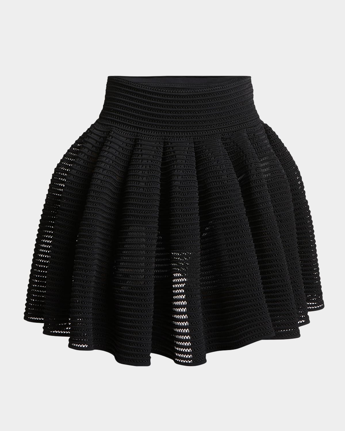 Alaïa Full Skirt With Pleated High Waist In Noir Alaia