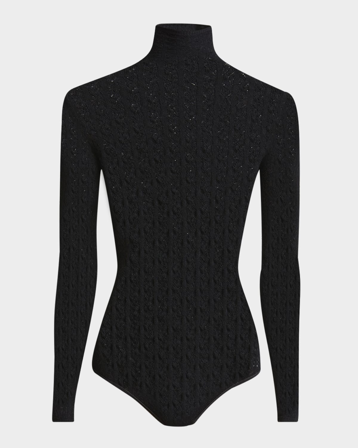 Shop Alaïa Geometric Lace High-neck Bodysuit In Noir Alaia