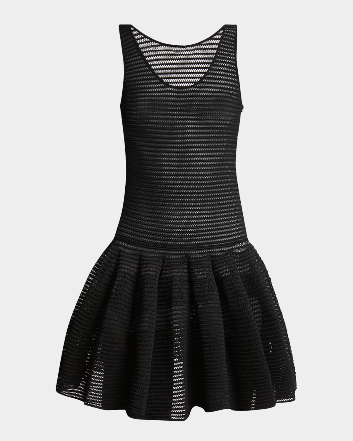 Shop Alaïa Crinoline Flared Mini Dress In Noir Alaia