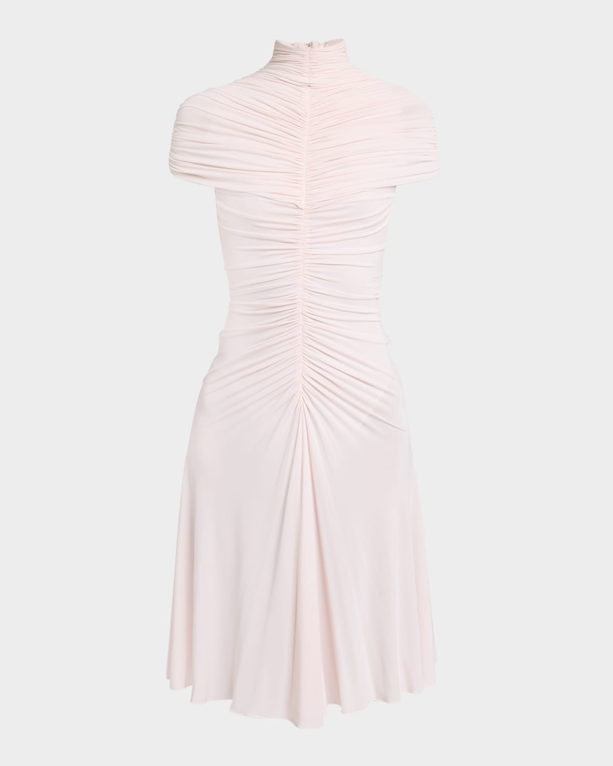 Alaïa Mock-neck Gathered Cap-sleeve Dress In Orchidee