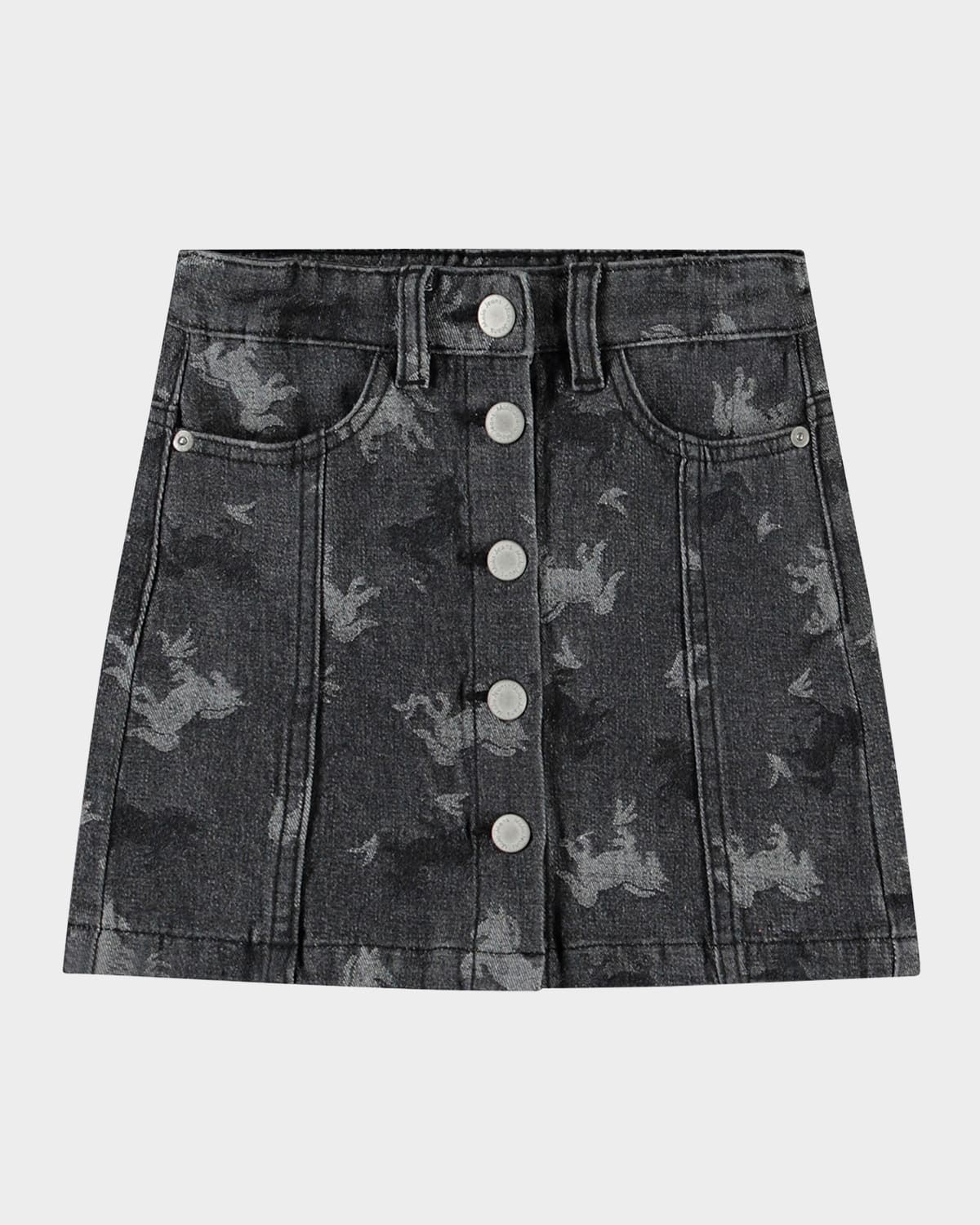 Molo Girl's Bera Printed Denim Mini Skirt In Giddy-up Denim