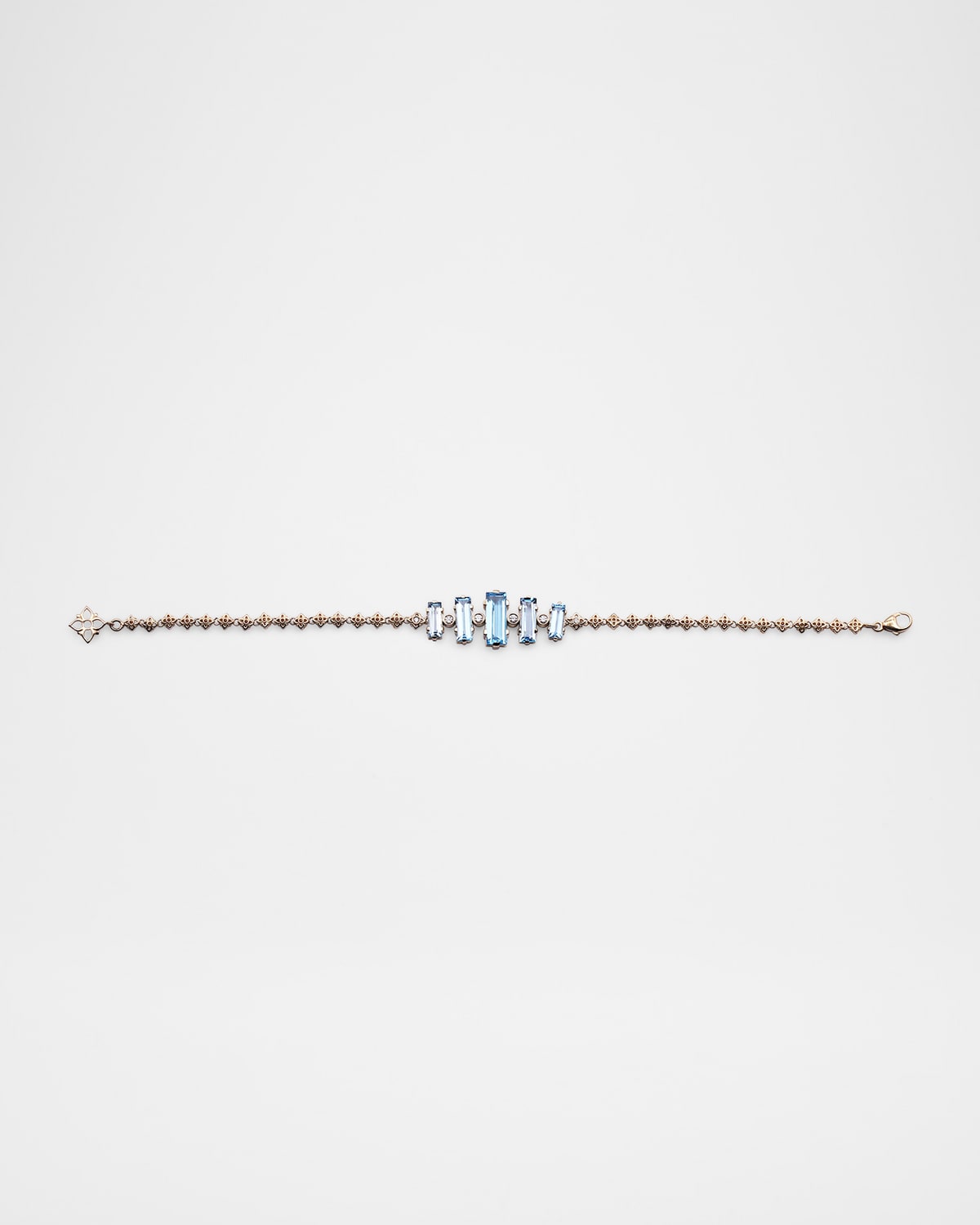 18K Yellow Gold Diamond and Baguette Swiss Blue Topaz Bracelet