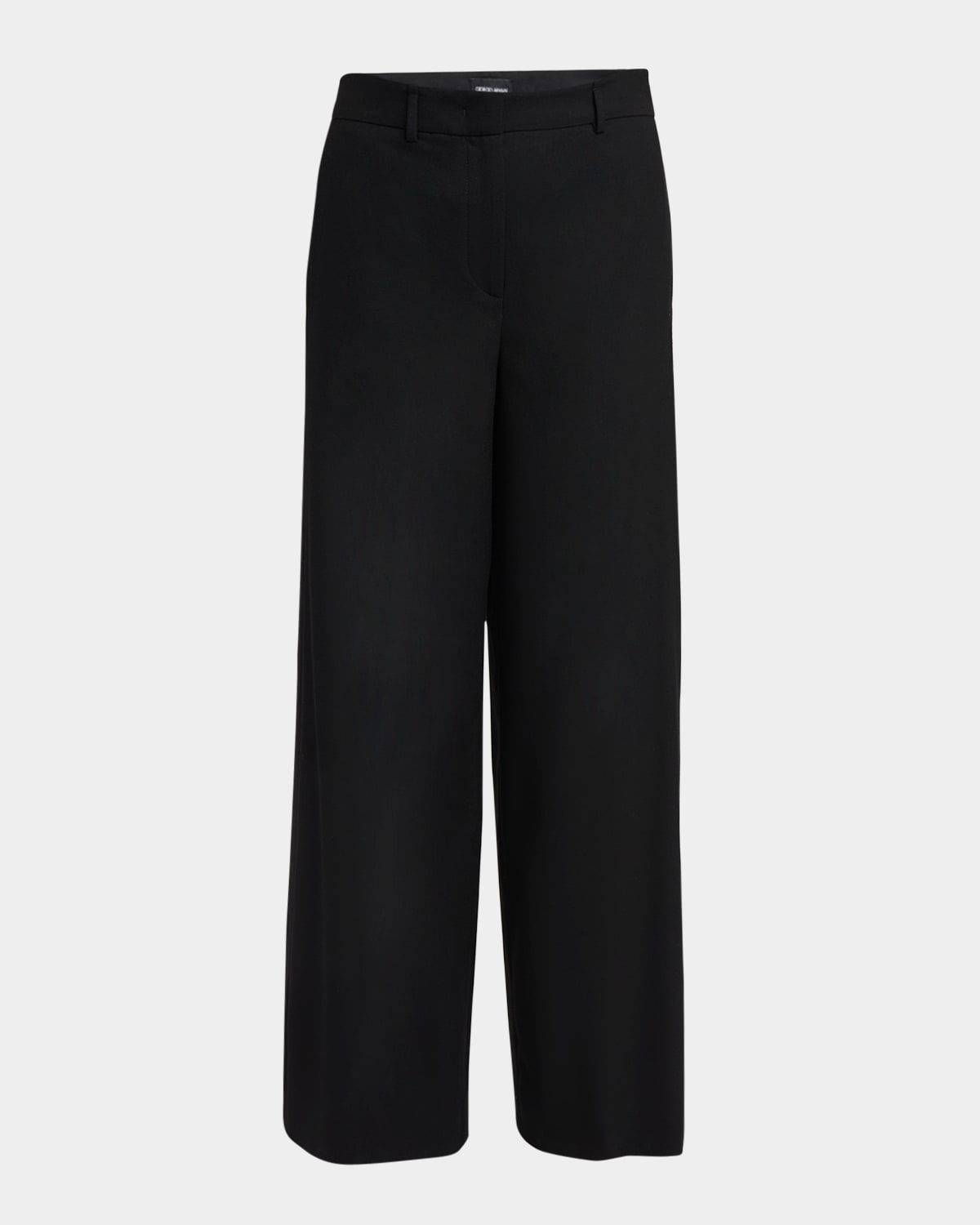 Giorgio Armani Wide-leg Silk Trousers With Rhinestone Details In Solid Black