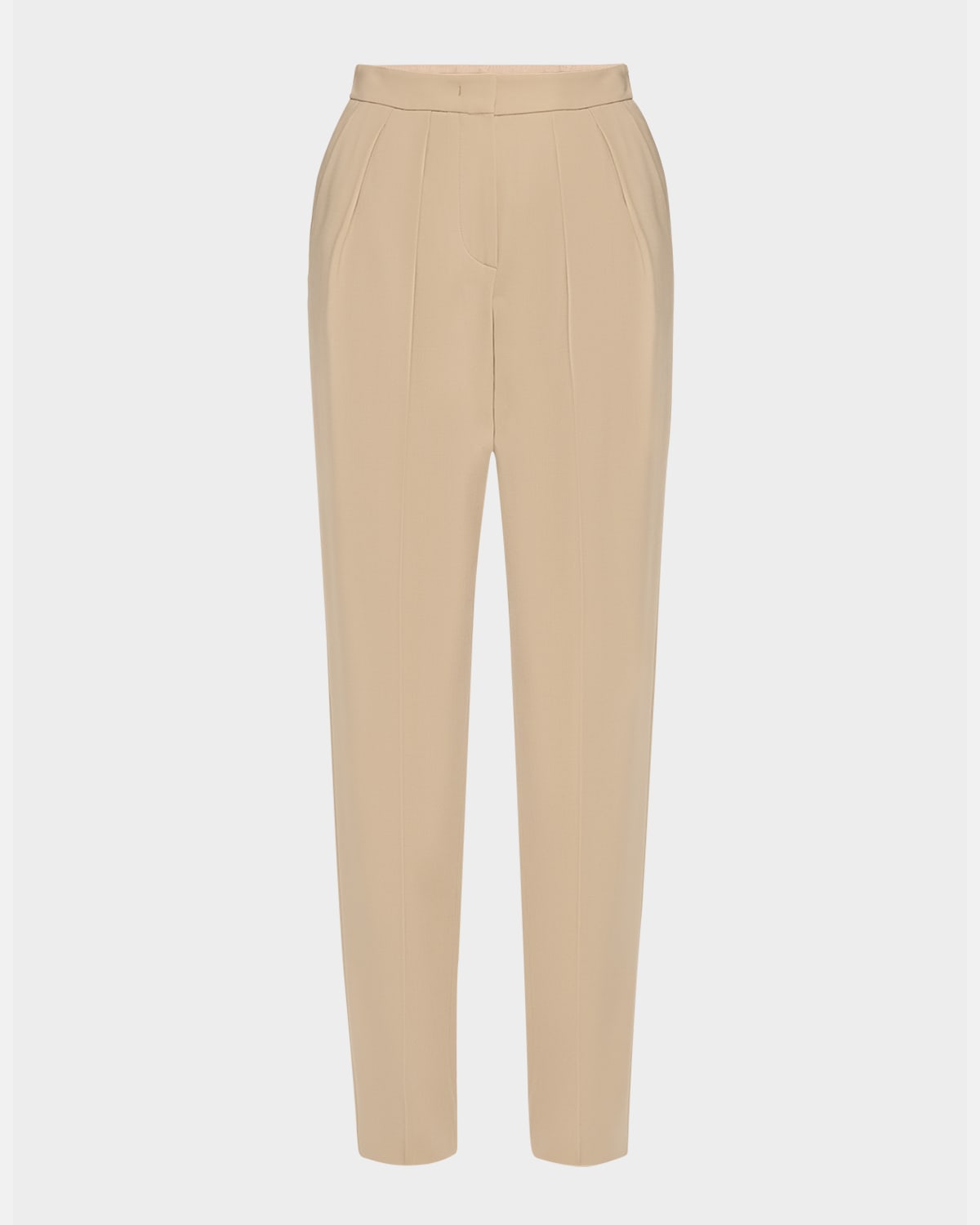 Giorgio Armani Pleated Stretch Wool Tapered-leg Trousers In Biege