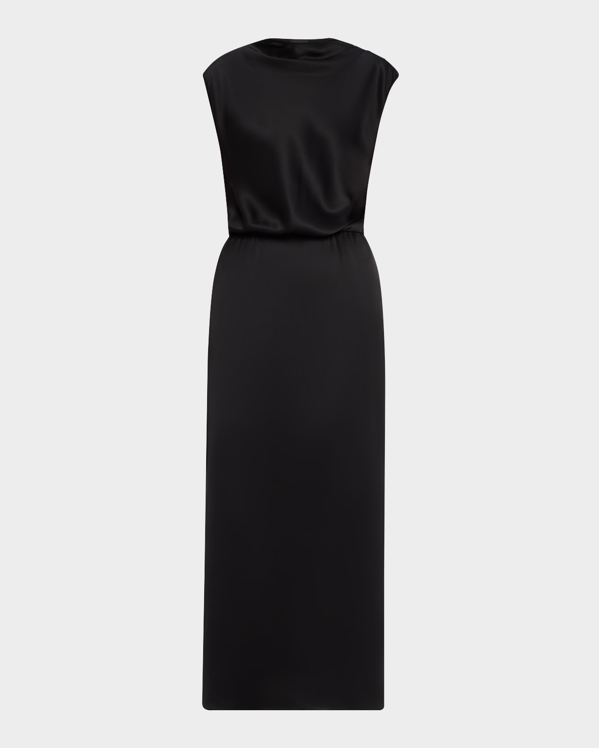 Giorgio Armani Cap-sleeve Double Silk Satin Gown In Solid Black
