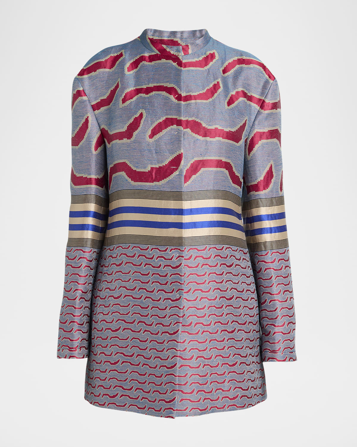 Giorgio Armani Pattern Jacquard Single-breasted Jacket In Multi