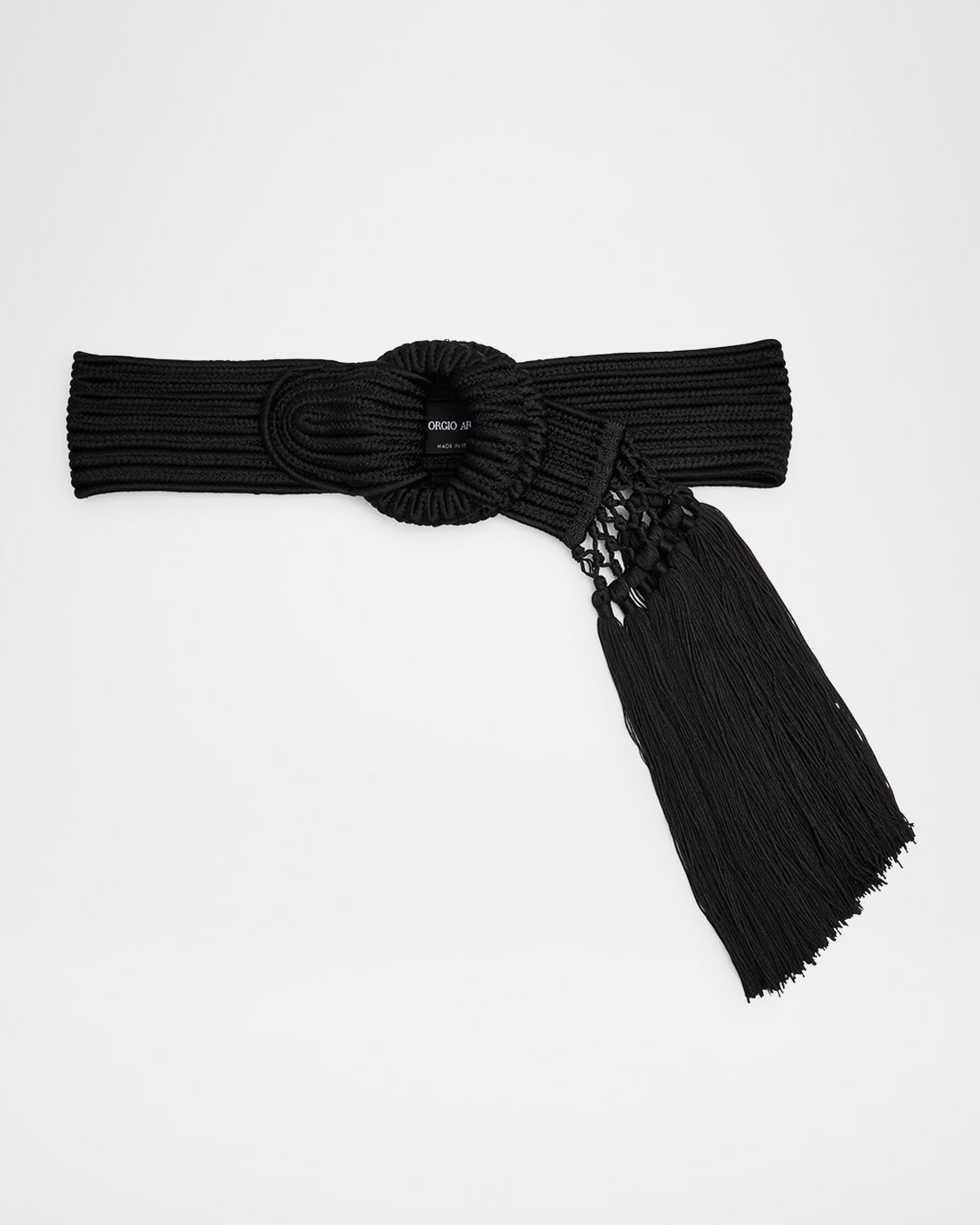 Giorgio Armani Woven Tassel Belt In Black