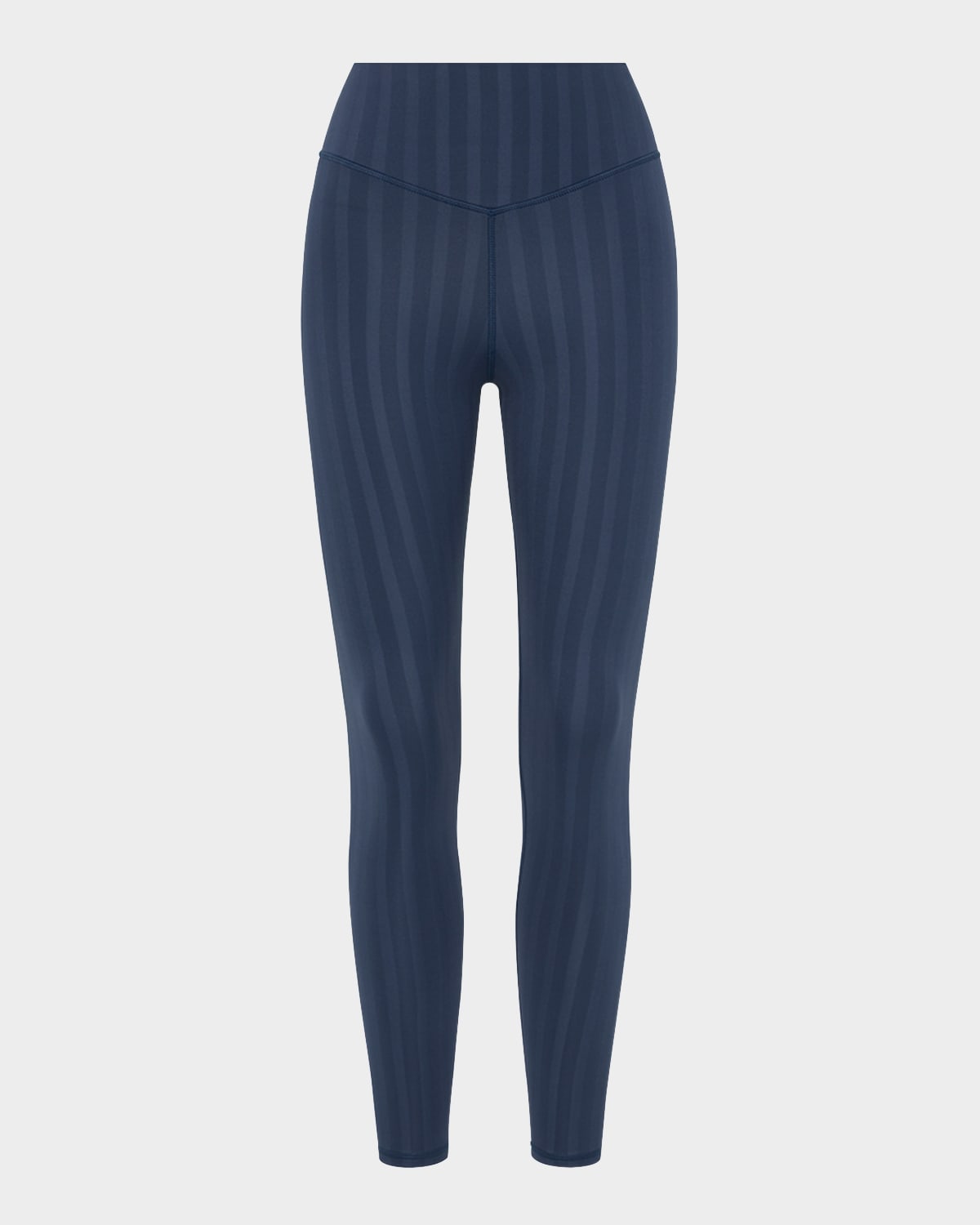 The Upside Wilde Striped High-rise Midi Leggings In Navy