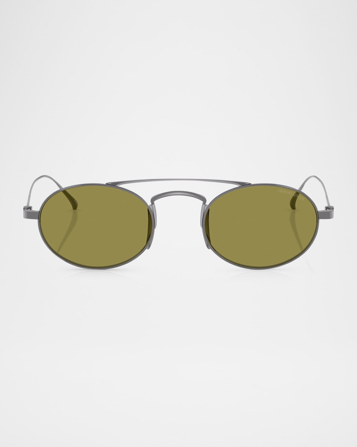 Giorgio Armani Titanium & Plastic Oval Sunglasses In Gunmetal
