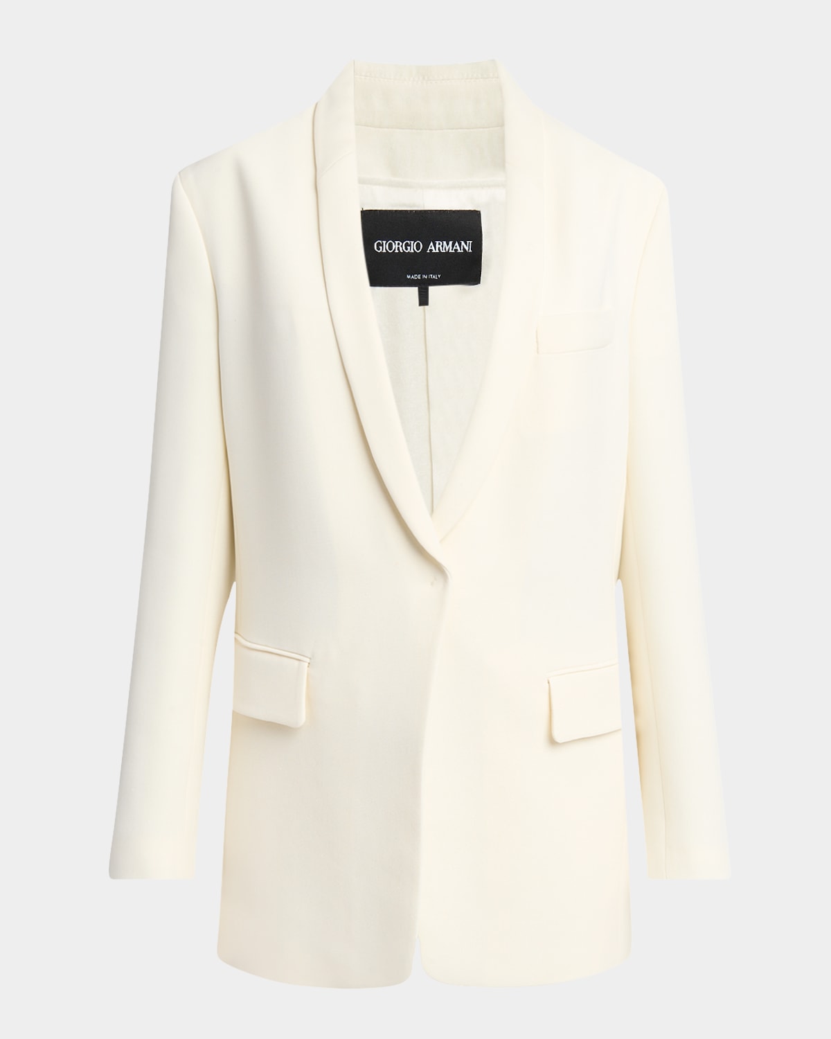 Giorgio Armani Cady Glitter Tuxedo Jacket In Solid White