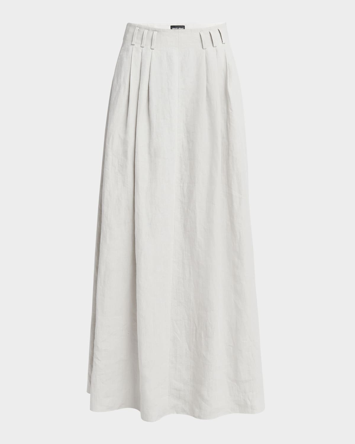 Triple Pleated Linen Maxi Skirt
