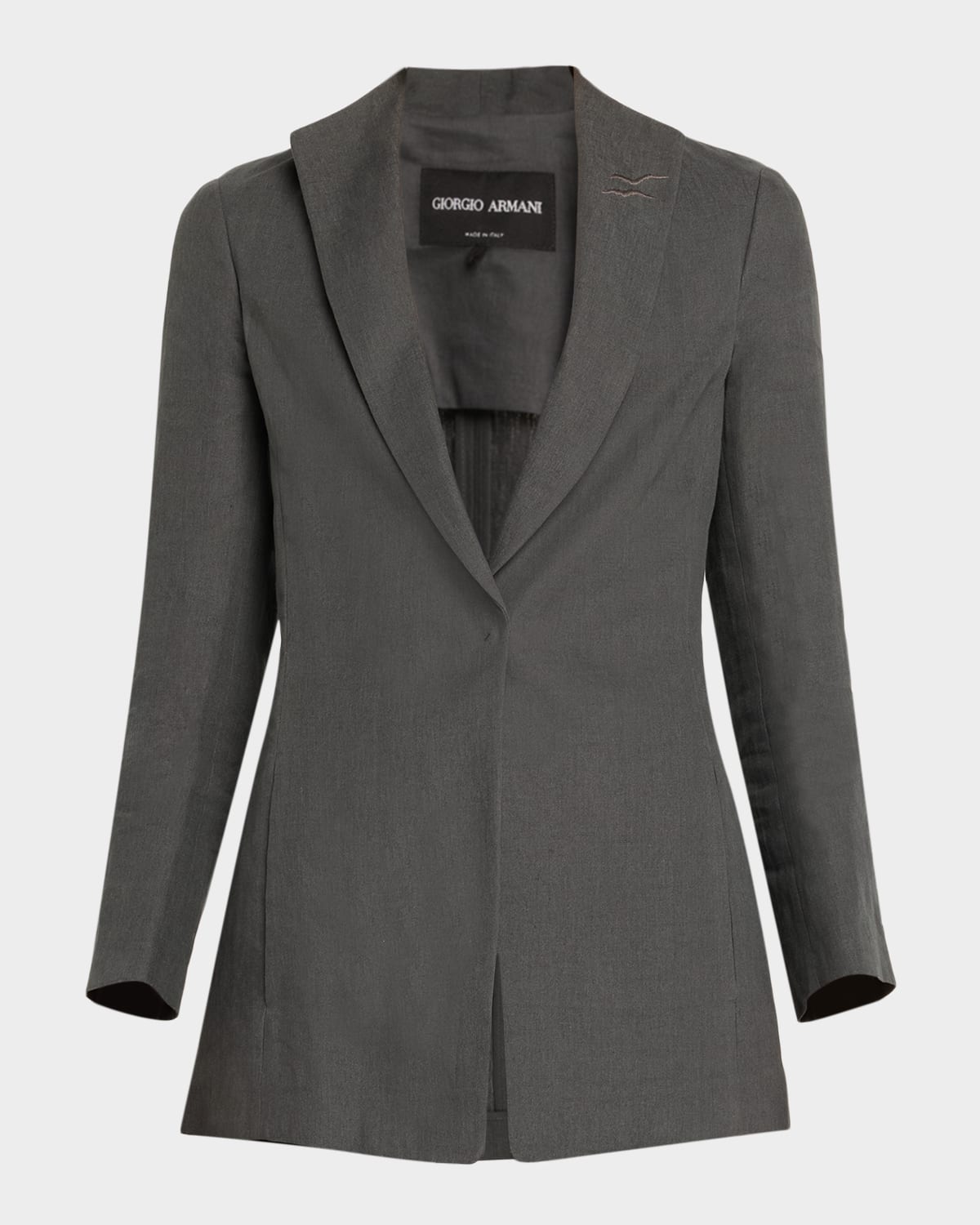 Giorgio Armani Linen Single-breasted Blazer In Dark Green