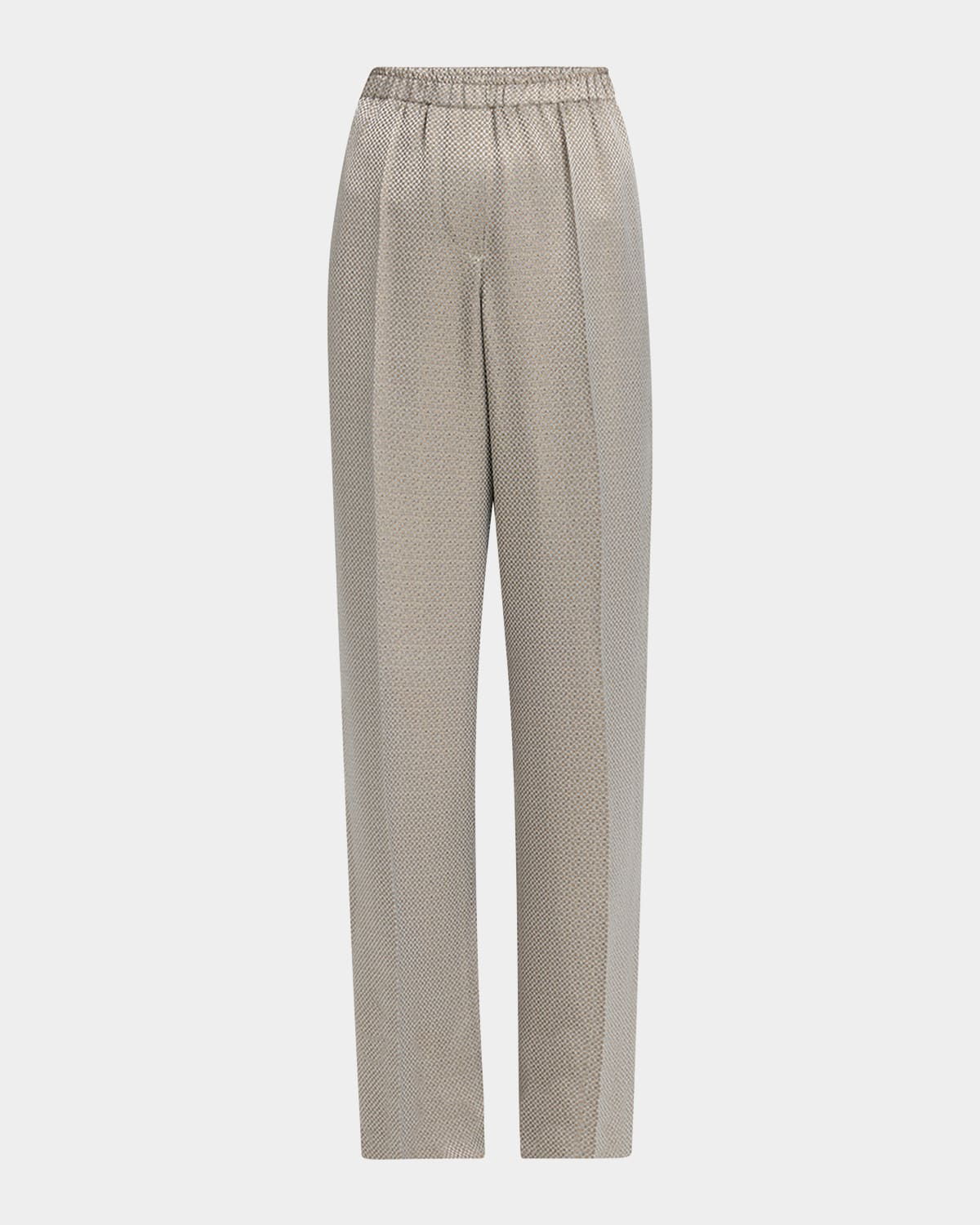 Giorgio Armani Washed Silk Pleated Wide-leg Trousers In Silver