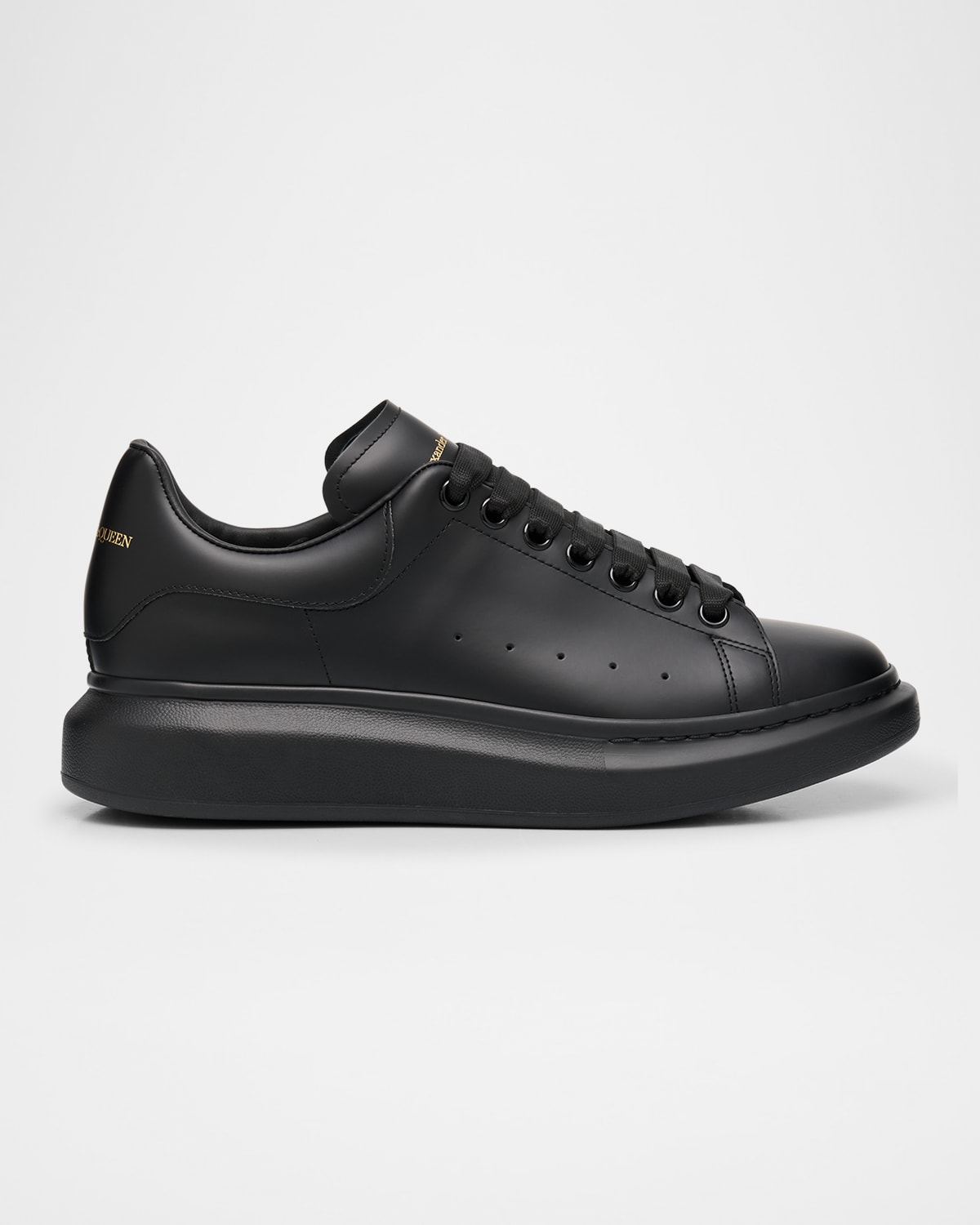 Alexander Mcqueen Black Sneakers With Logo Lettering On The Rear And Oversize Rubber Sole In Leather In Black